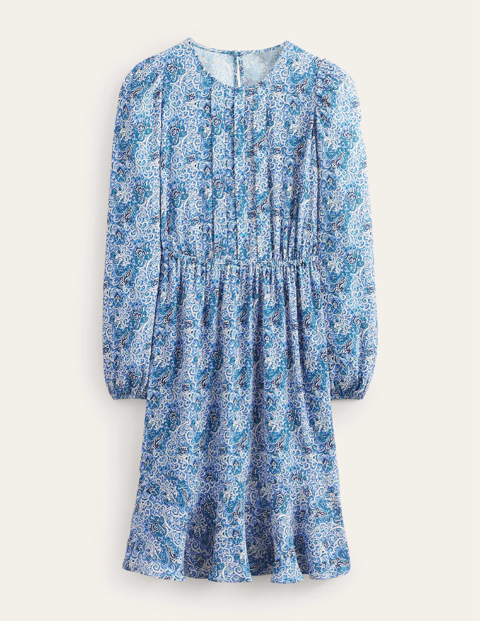 Pleated Peplum Mini Dress-Teal, Botanic Terrace - Image 8