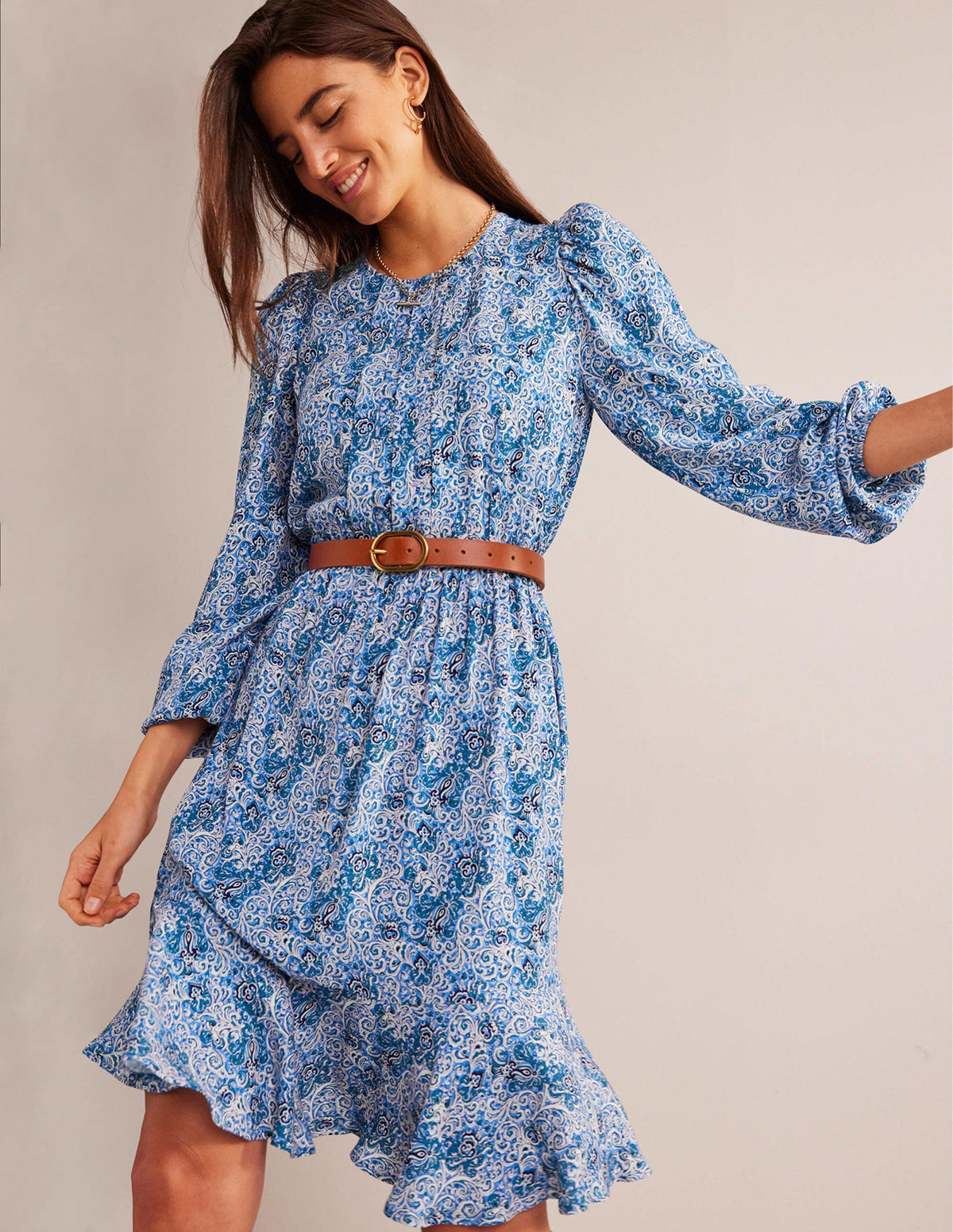 Pleated Peplum Mini Dress-Teal, Botanic Terrace - Image 1