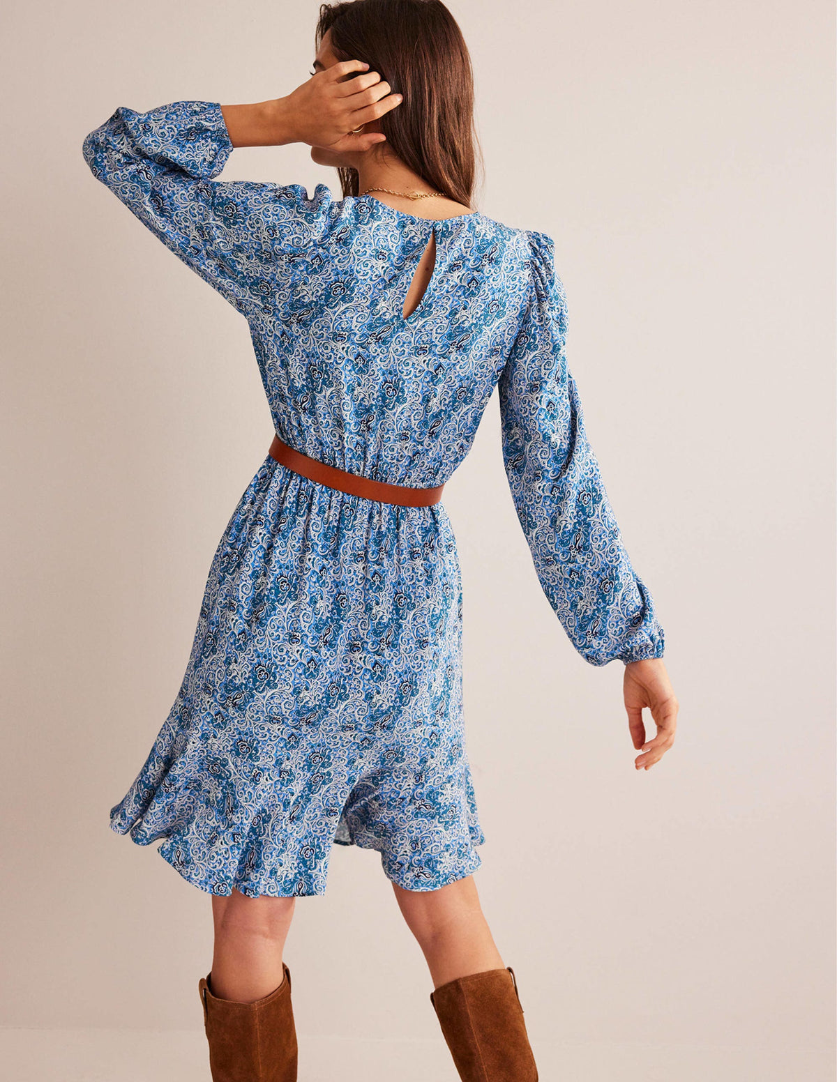Pleated Peplum Mini Dress-Teal, Botanic Terrace-3