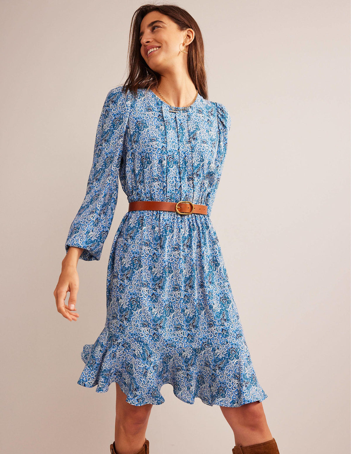 Pleated Peplum Mini Dress-Teal, Botanic Terrace-4