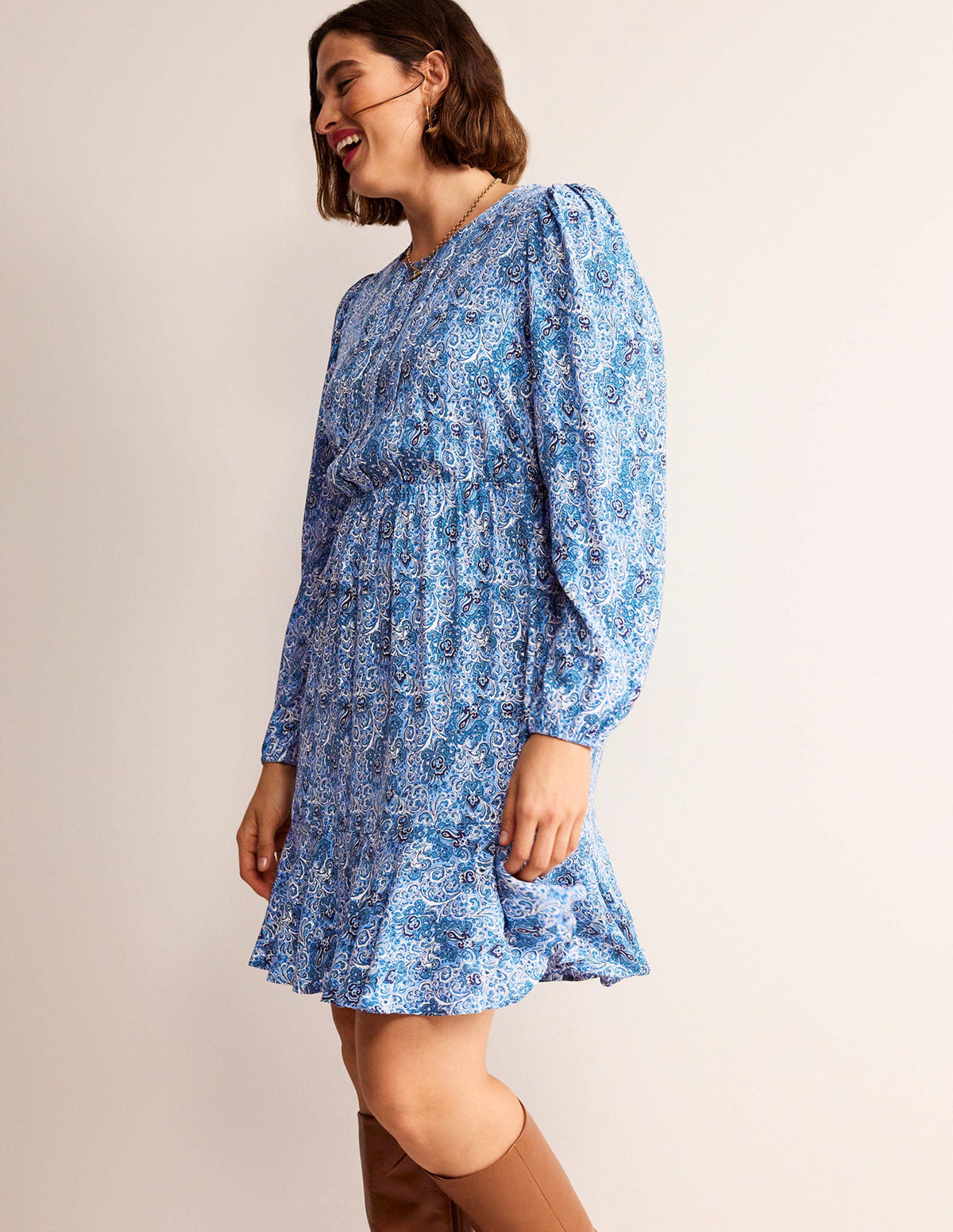 Pleated Peplum Mini Dress-Teal, Botanic Terrace-6