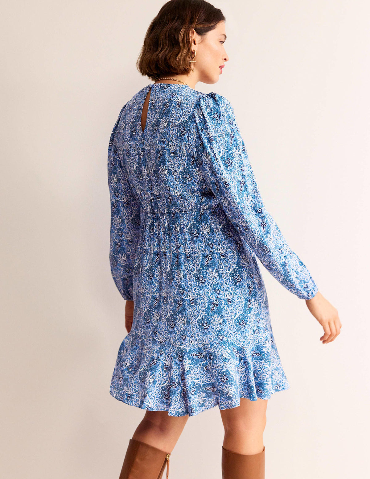 Pleated Peplum Mini Dress-Teal, Botanic Terrace-7