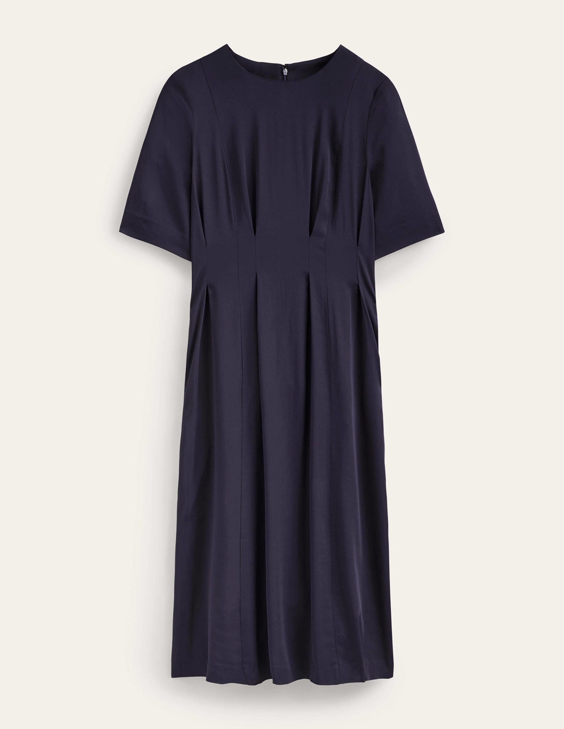 Pleated Midi Dress-Navy-5