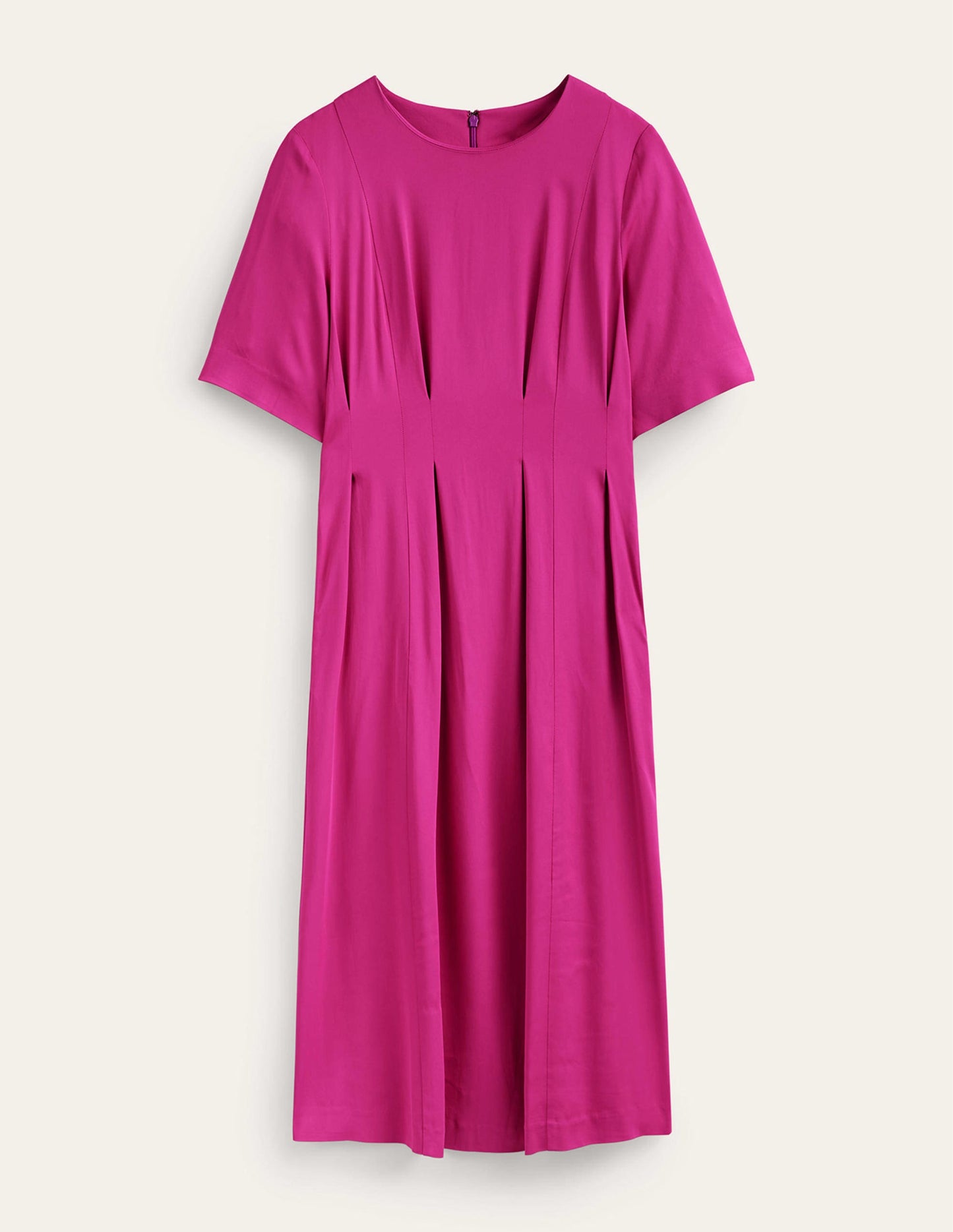 Pleated Midi Dress-Magenta
