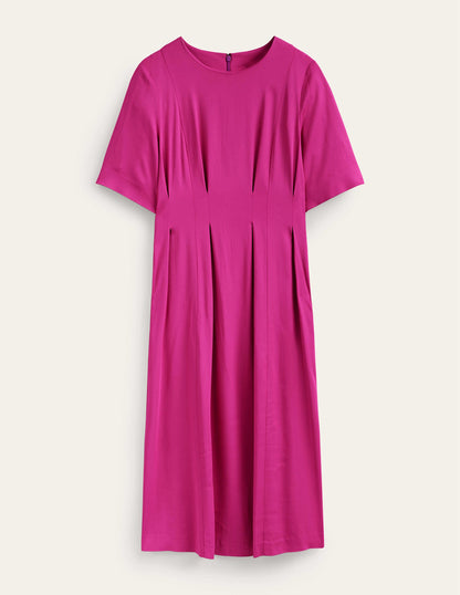 Pleated Midi Dress-Magenta-7