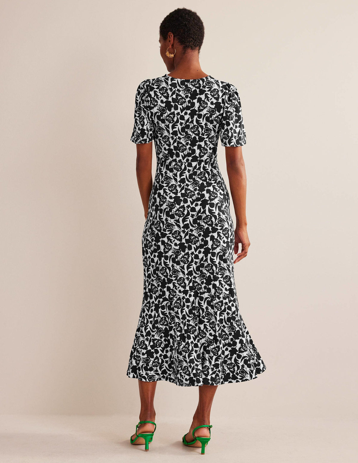 Flippy Jersey Midi Dress-Black, Tulip Bloom - Image 3