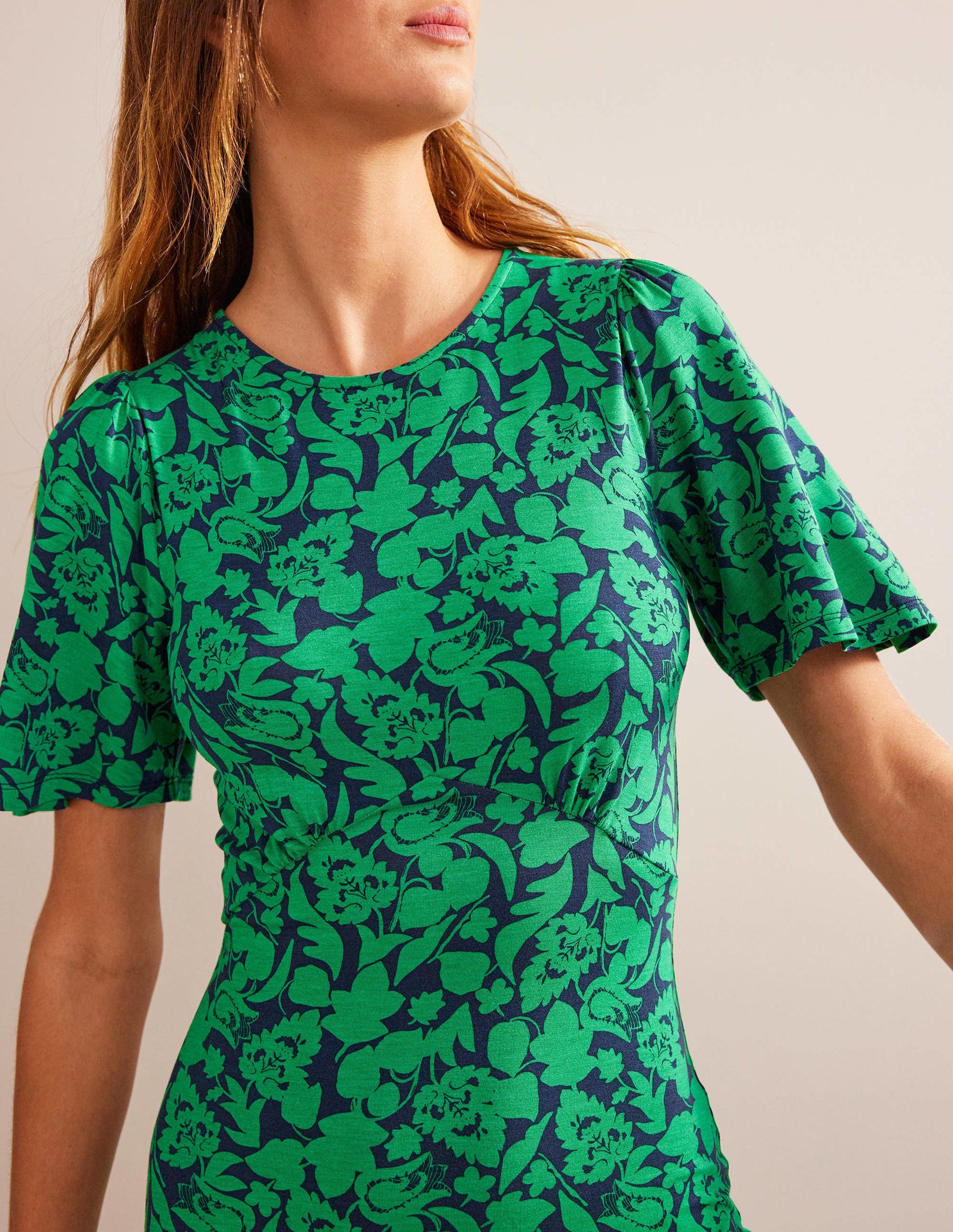 Flippy Jersey Midi Dress-Meadow Green, Tulip Bloom-2