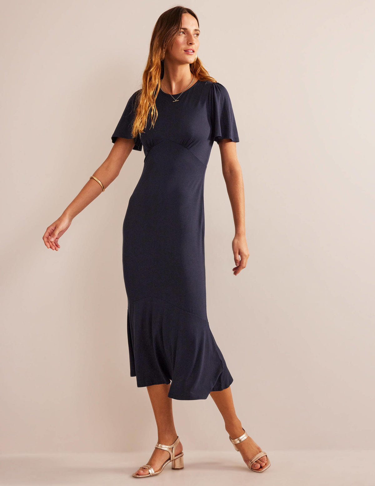 Flippy Jersey Midi Dress-Navy-1
