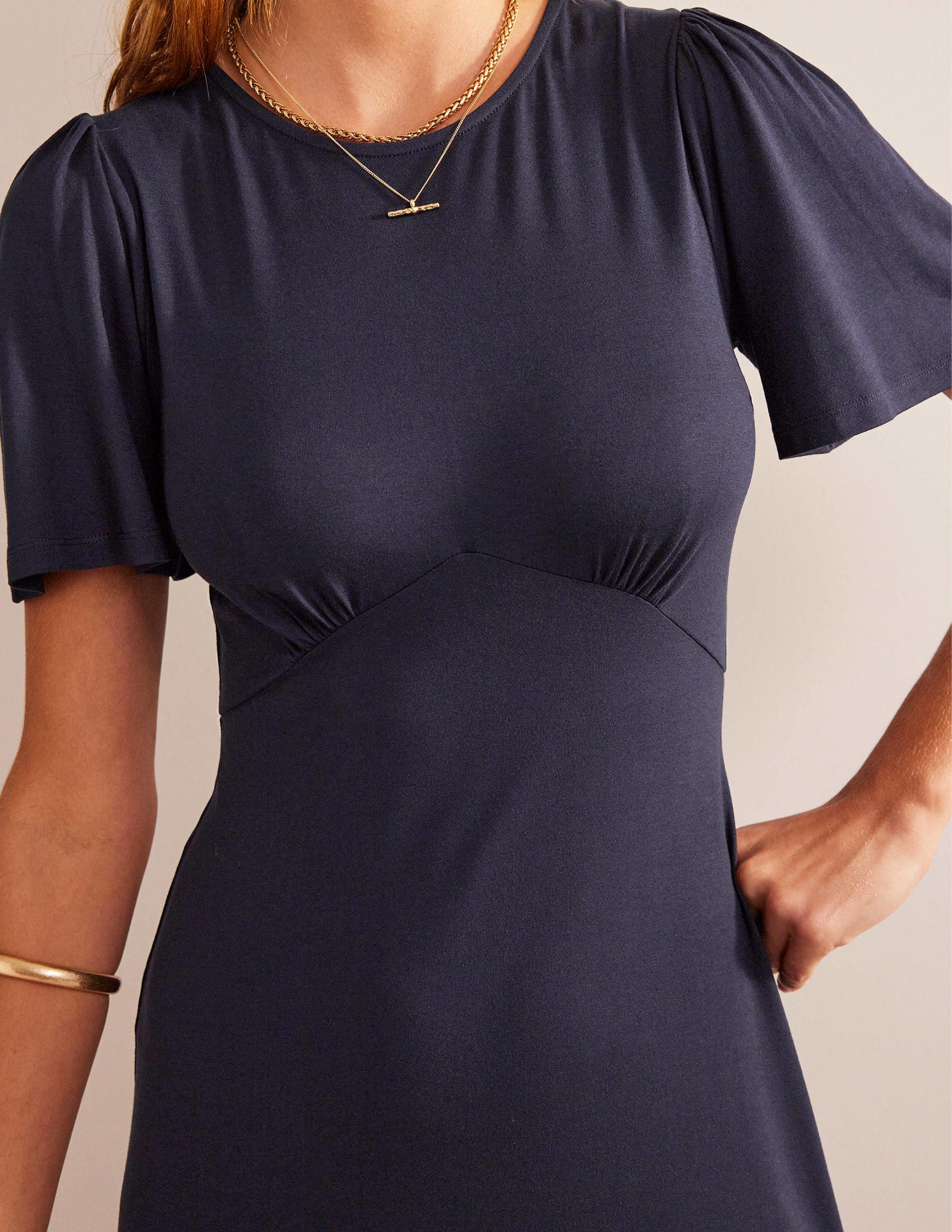 Flippy Jersey Midi Dress-Navy - Image 2