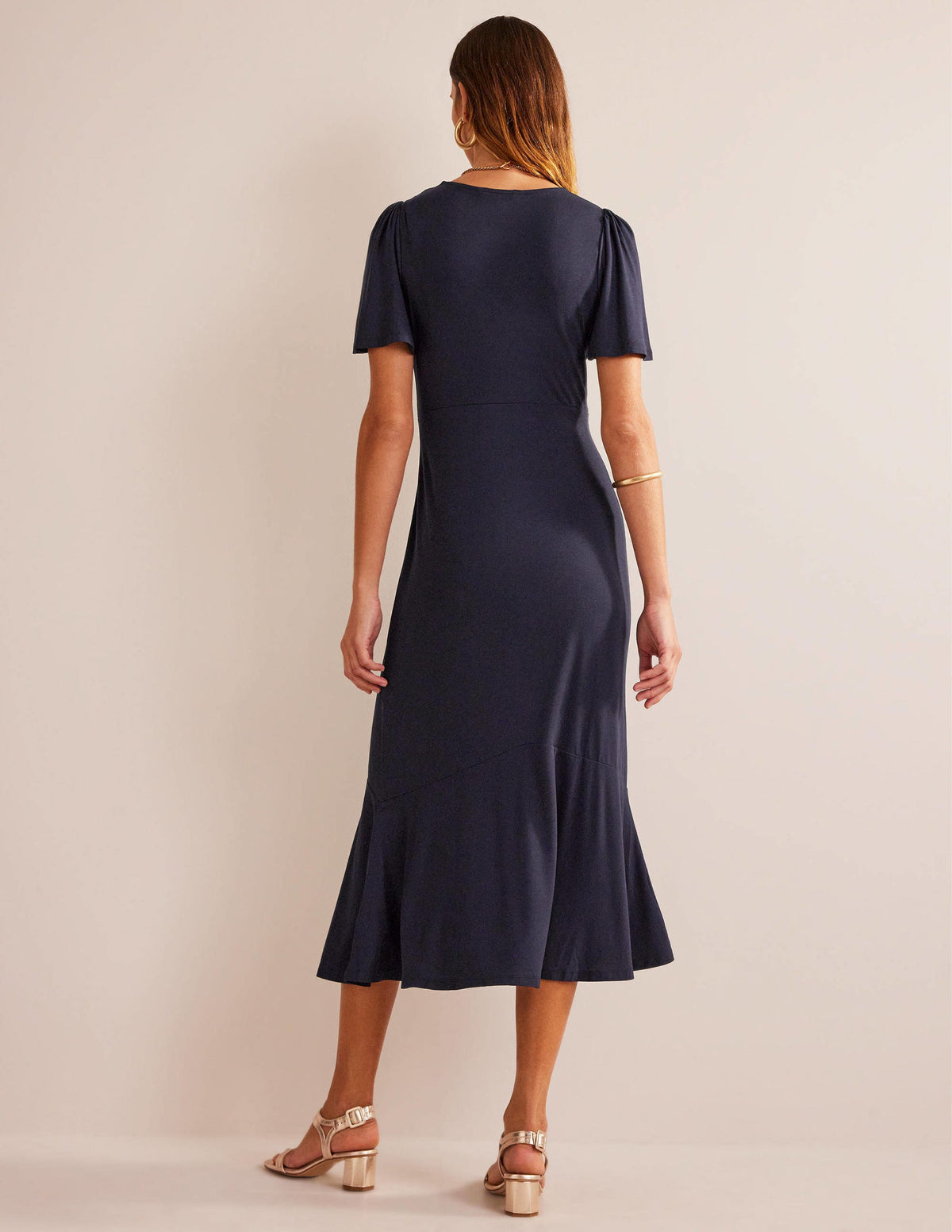 Flippy Jersey Midi Dress-Navy-3