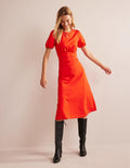 Nancy Ponte Midi Dress-Fiesta Orange