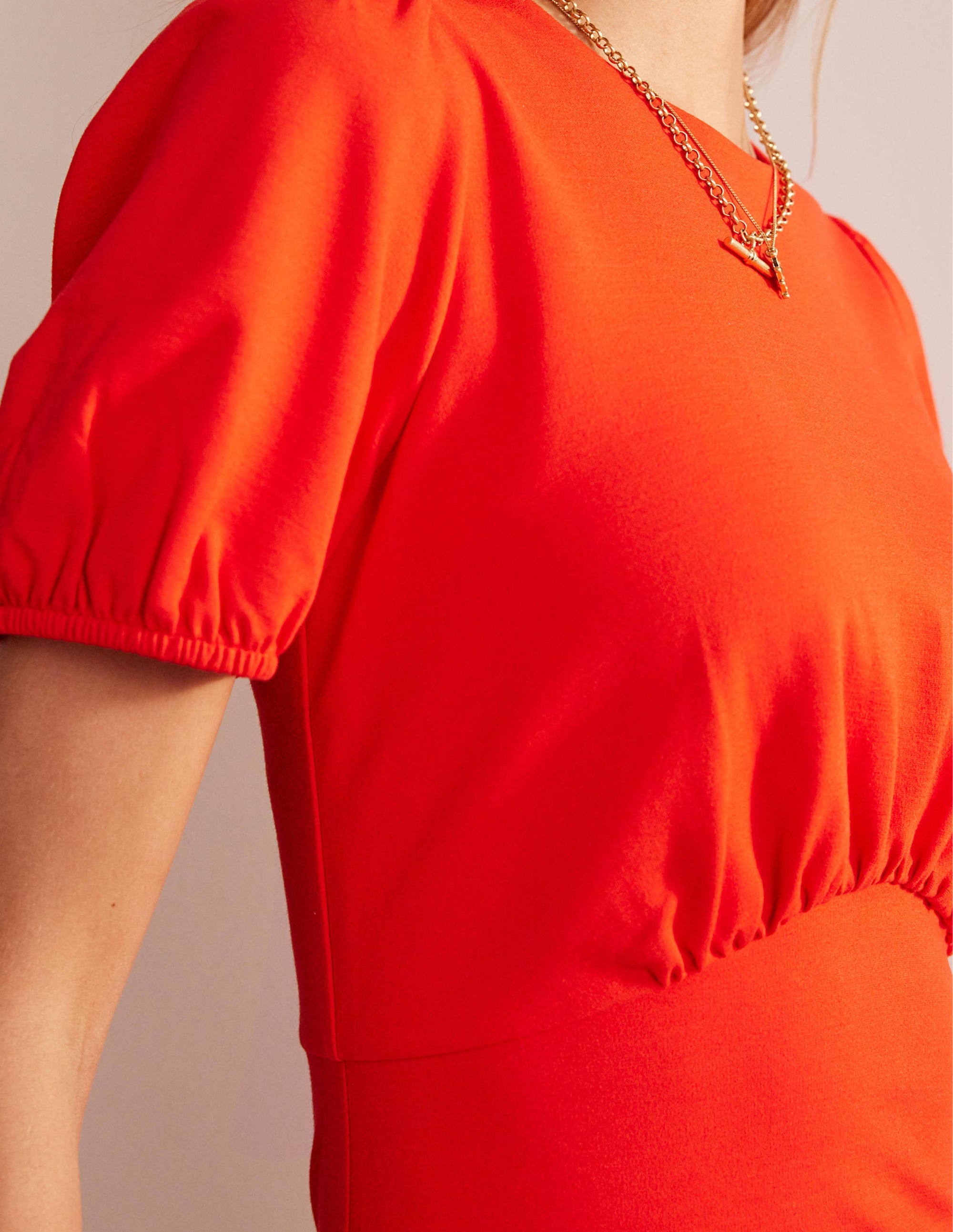 Nancy Ponte Midi Dress-Fiesta Orange - Image 2