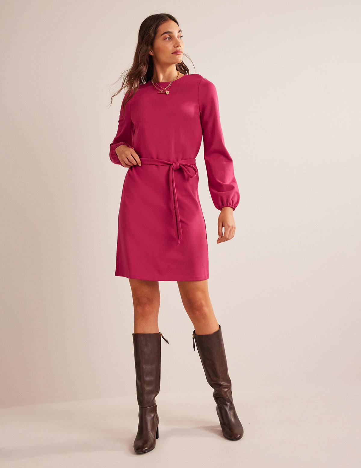 Violet Ponte Shift Dress-Warm Cranberry - Image 1