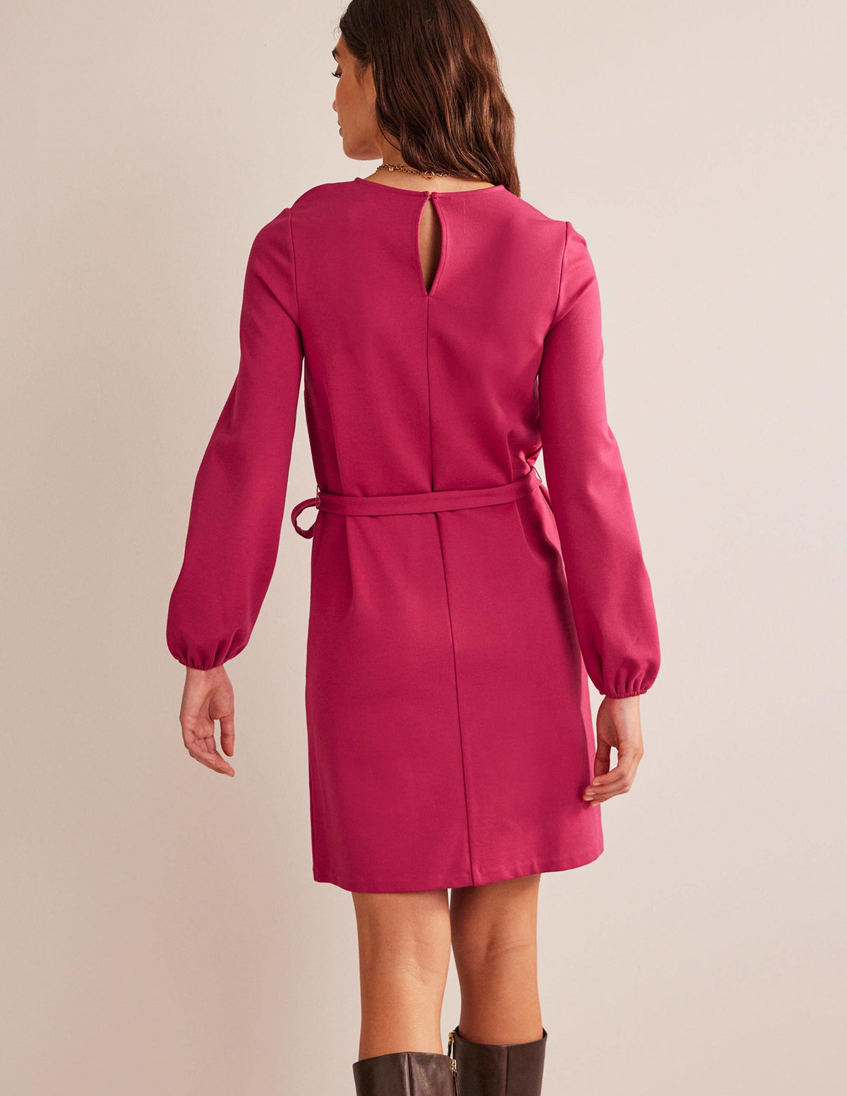 Violet Ponte Shift Dress-Warm Cranberry-3