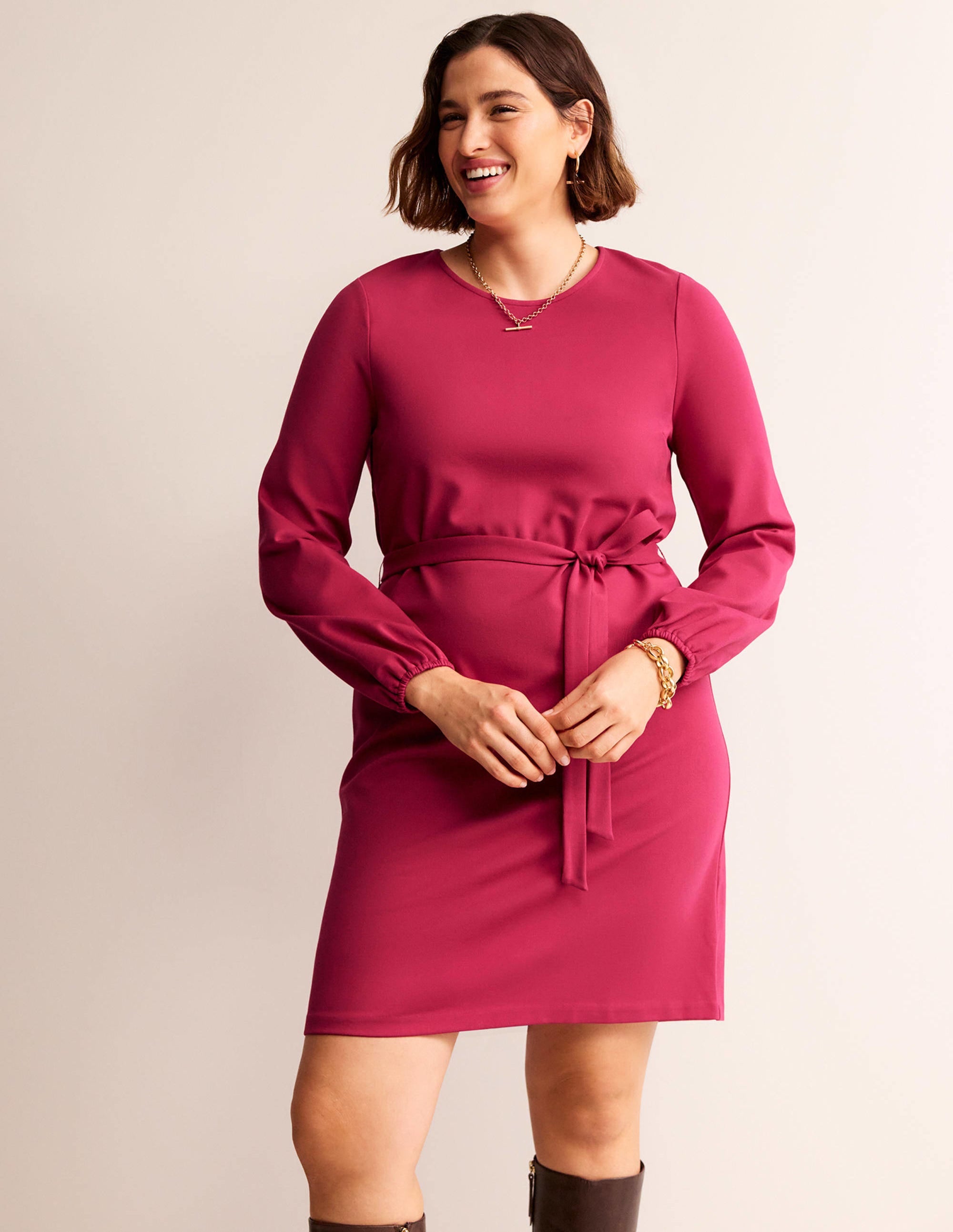 Violet Ponte Shift Dress-Warm Cranberry - Image 5