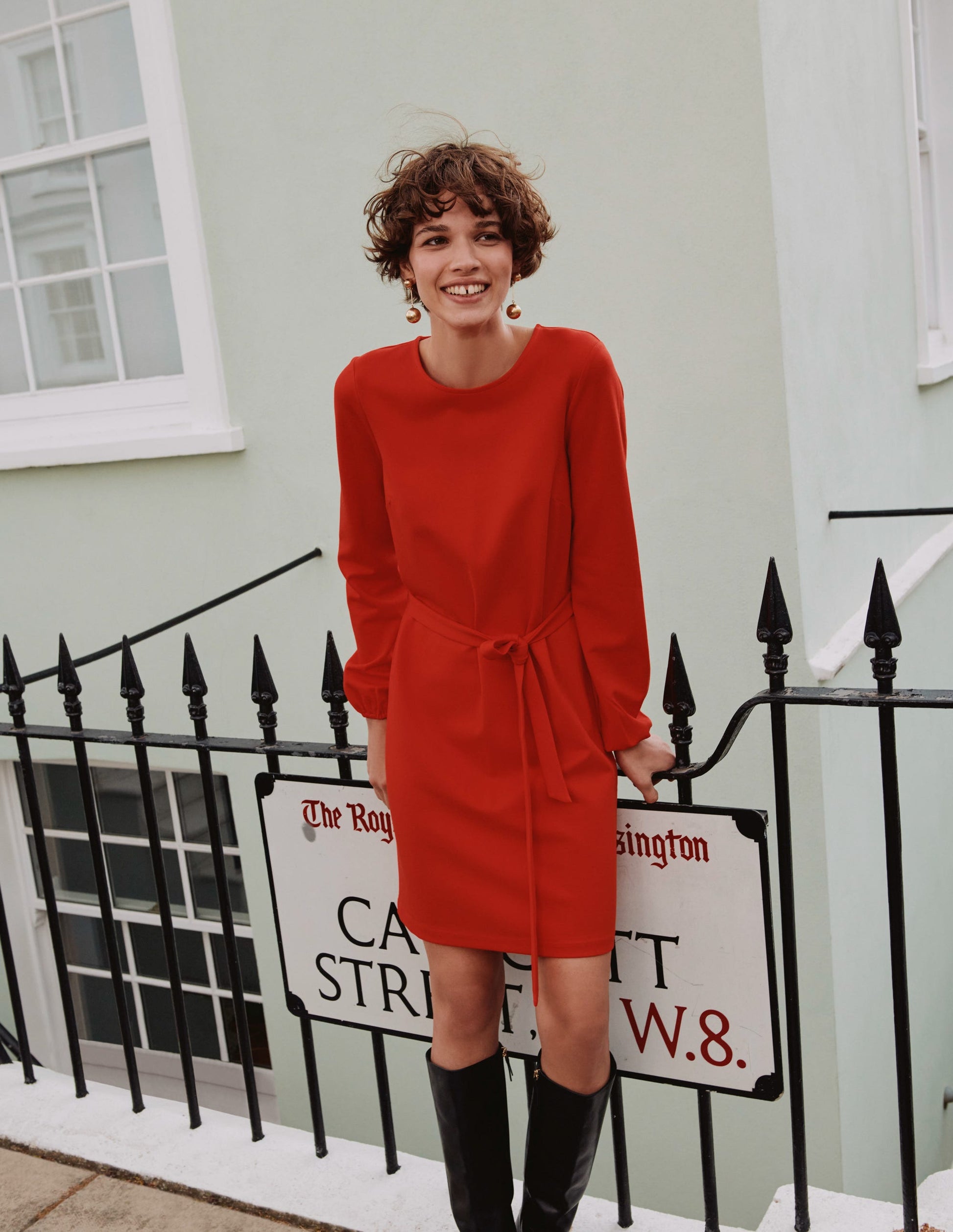 Violet Ponte Shift Dress-Fiesta Orange-5