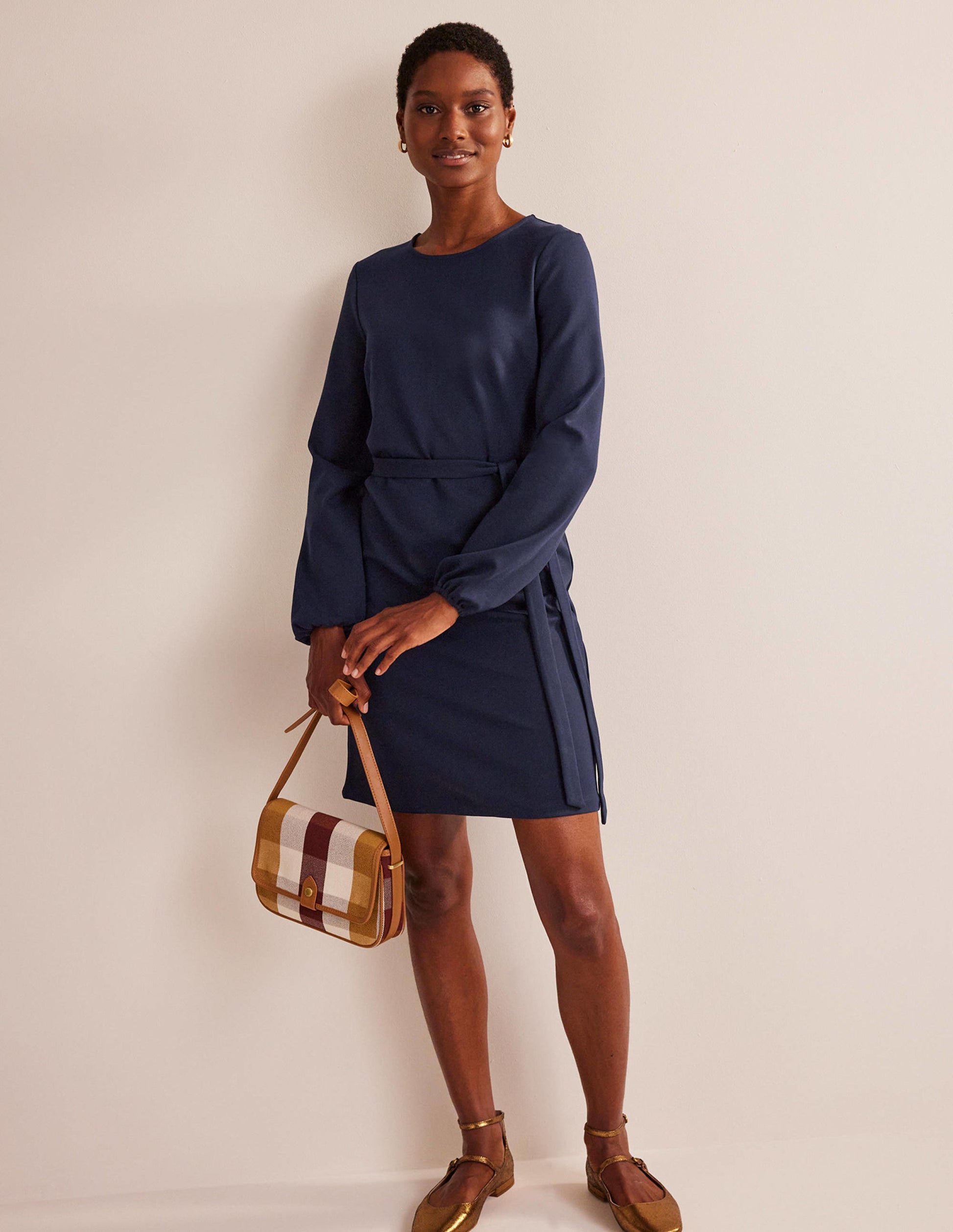 Violet Ponte Shift Dress-Navy-4