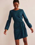 Violet Ponte Shift Dress-Emerald Night, Reverie