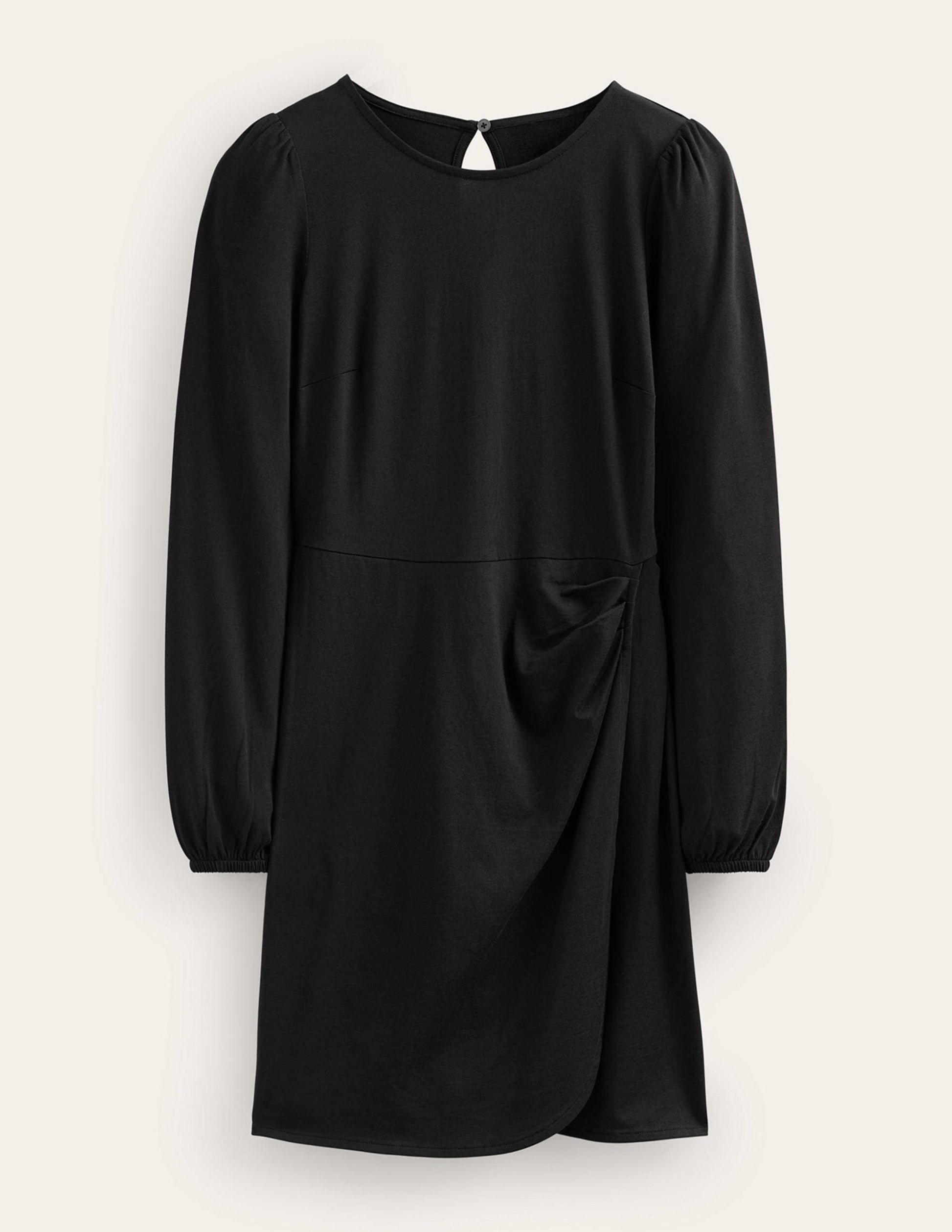 Wrap-Effect Jersey Mini Dress-Black-5