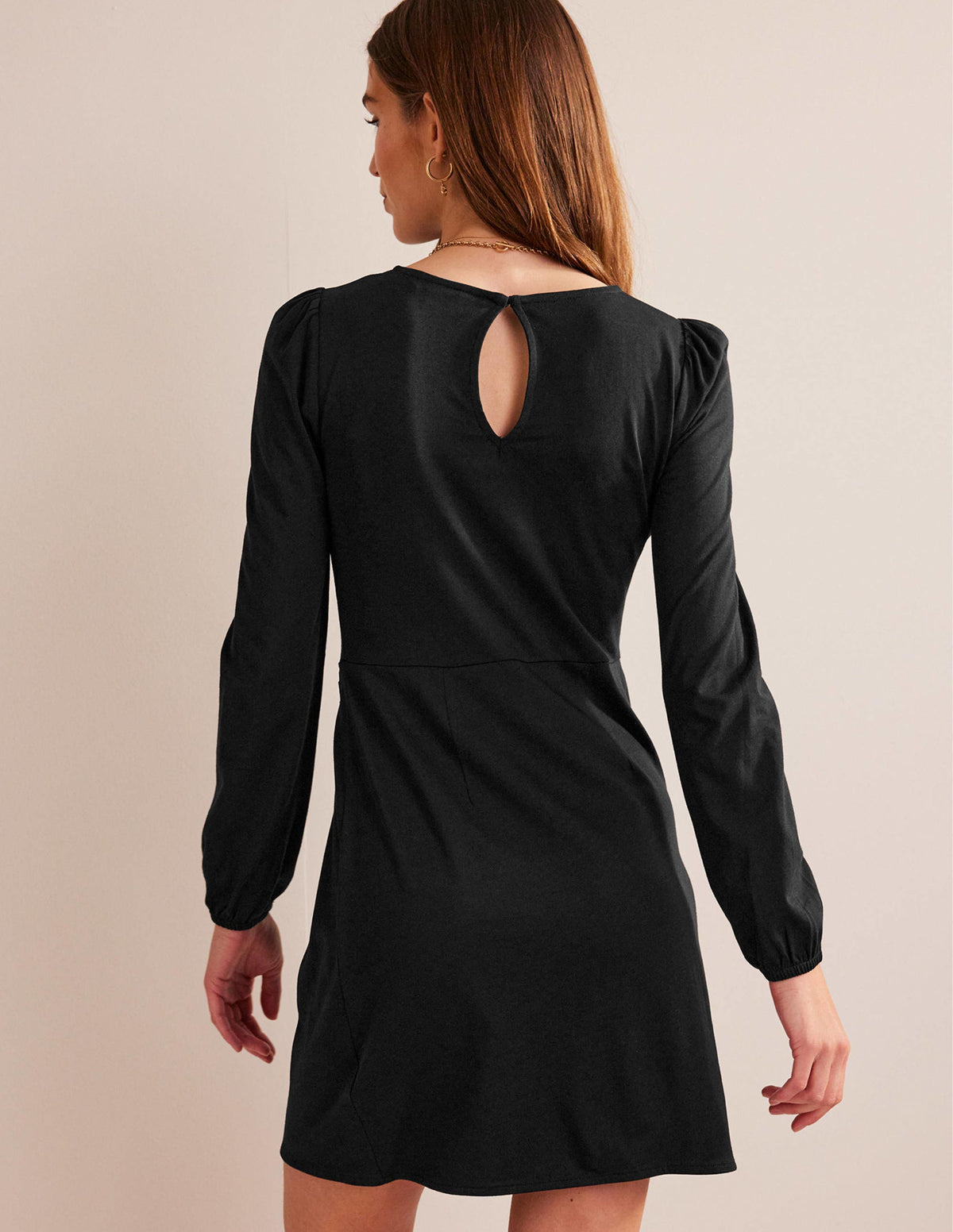 Wrap-Effect Jersey Mini Dress-Black-3