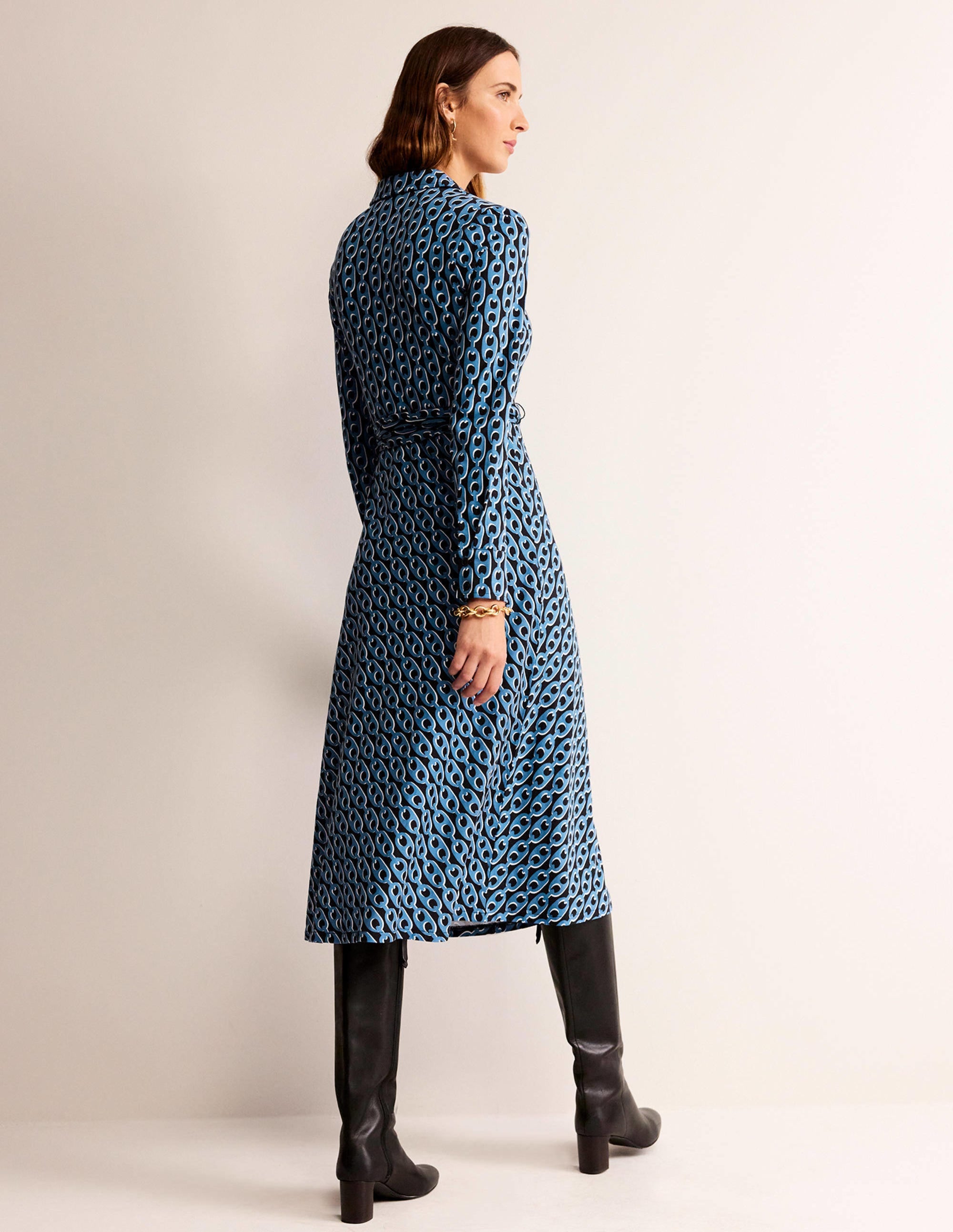 Laura Jersey Midi Shress-Azure, Geo Chain - Image 3