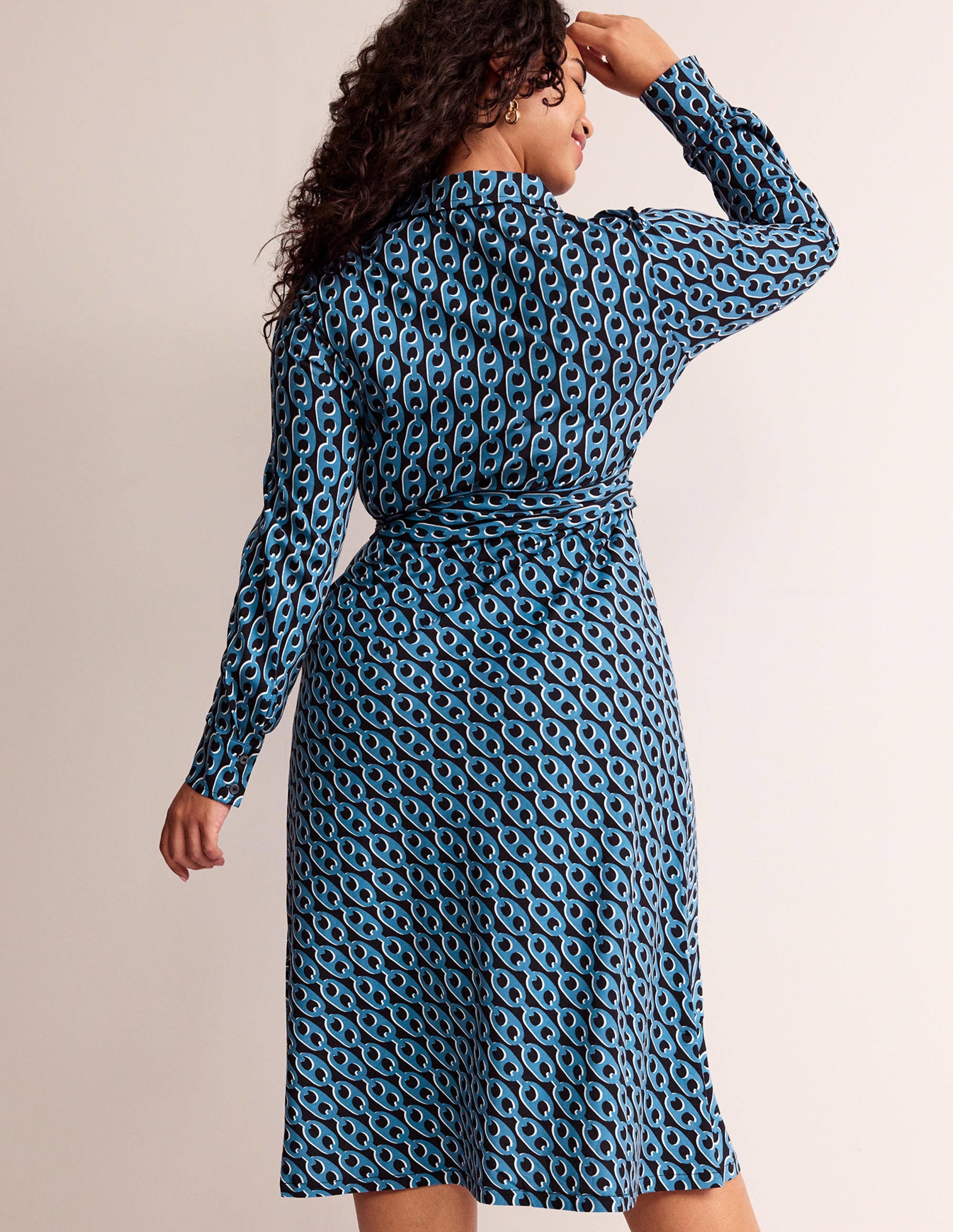 Laura Jersey Midi Shress-Azure, Geo Chain - Image 6