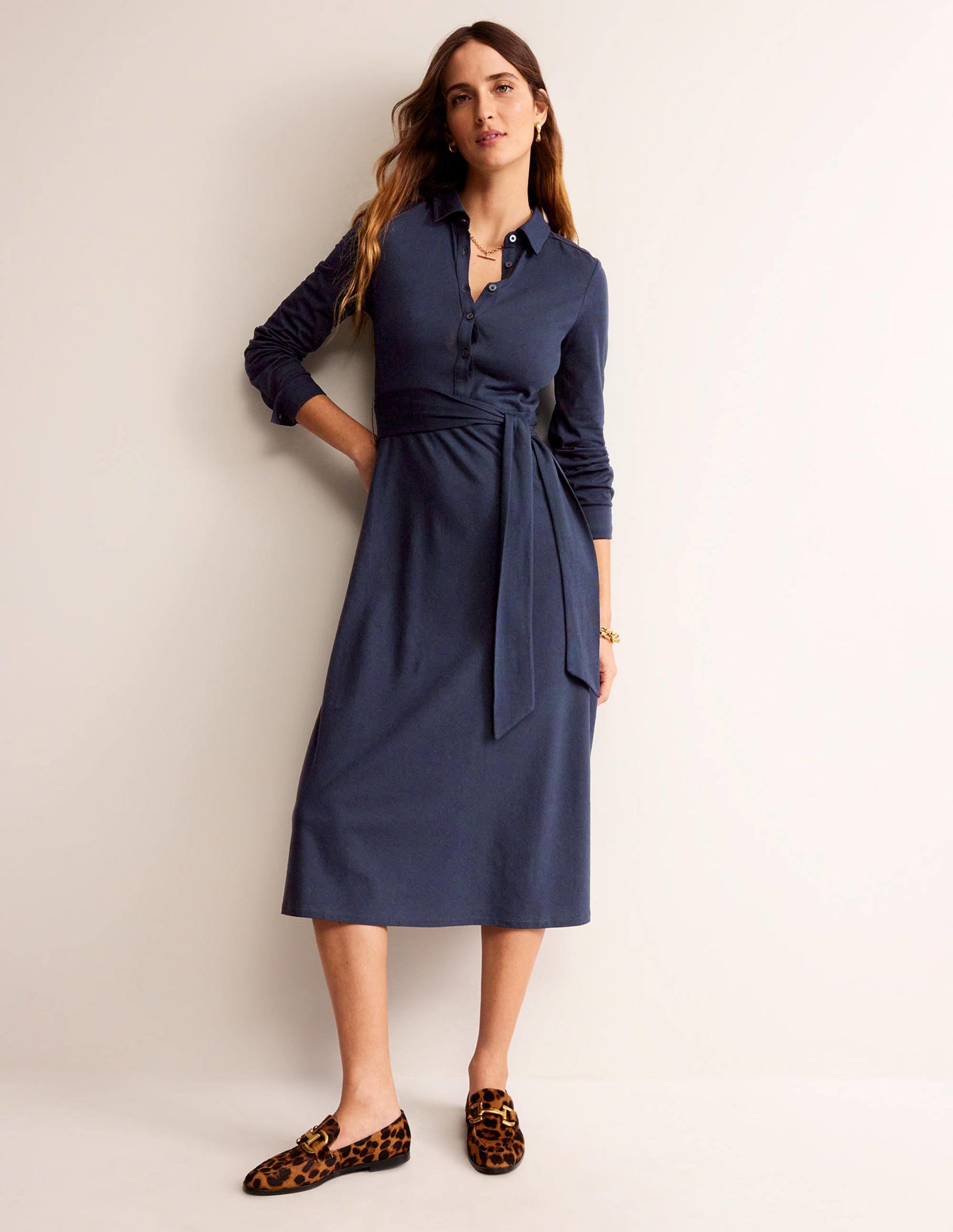 Laura Jersey Midi Shress-Navy - Image 1