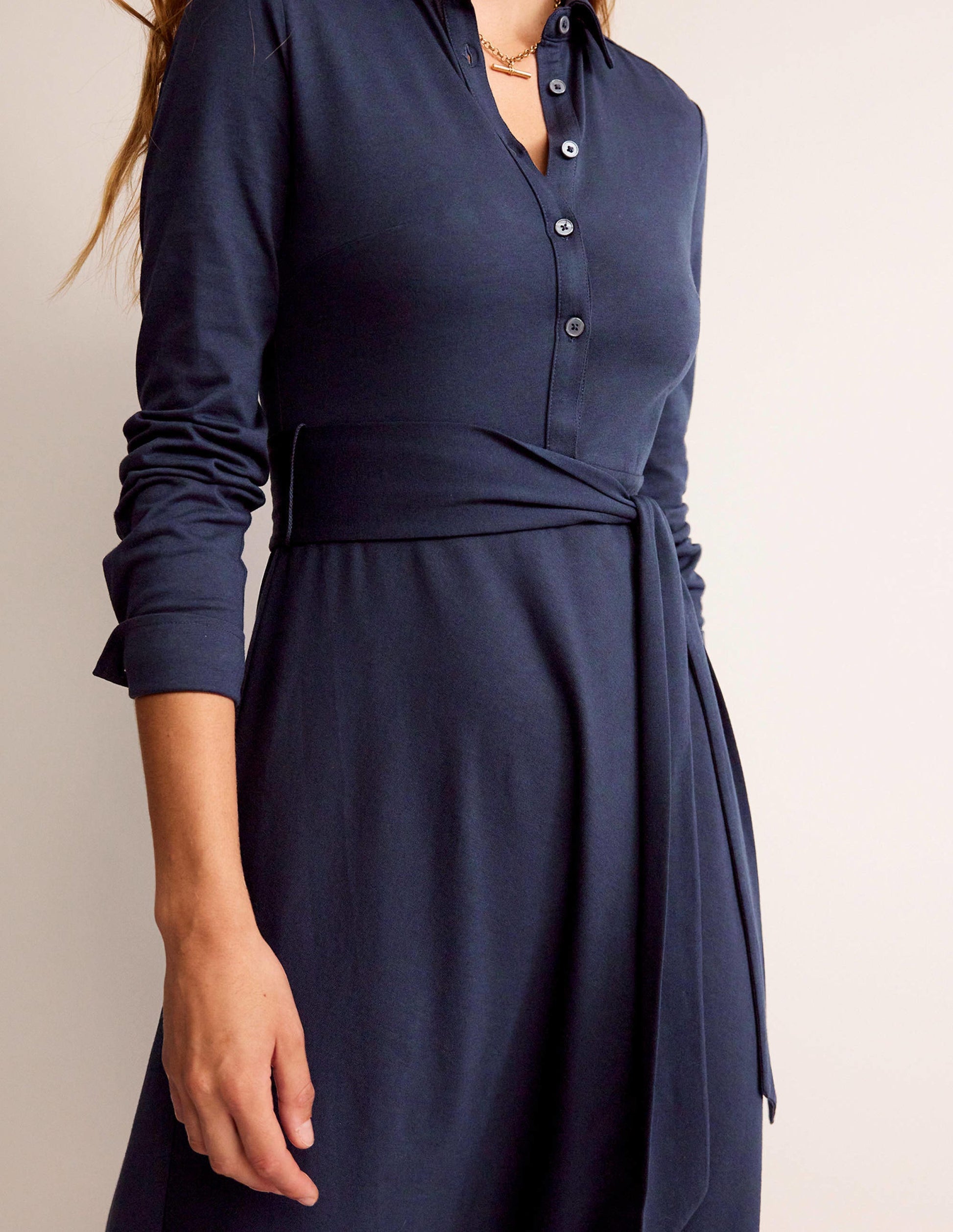 Laura Jersey Midi Shress-Navy-2