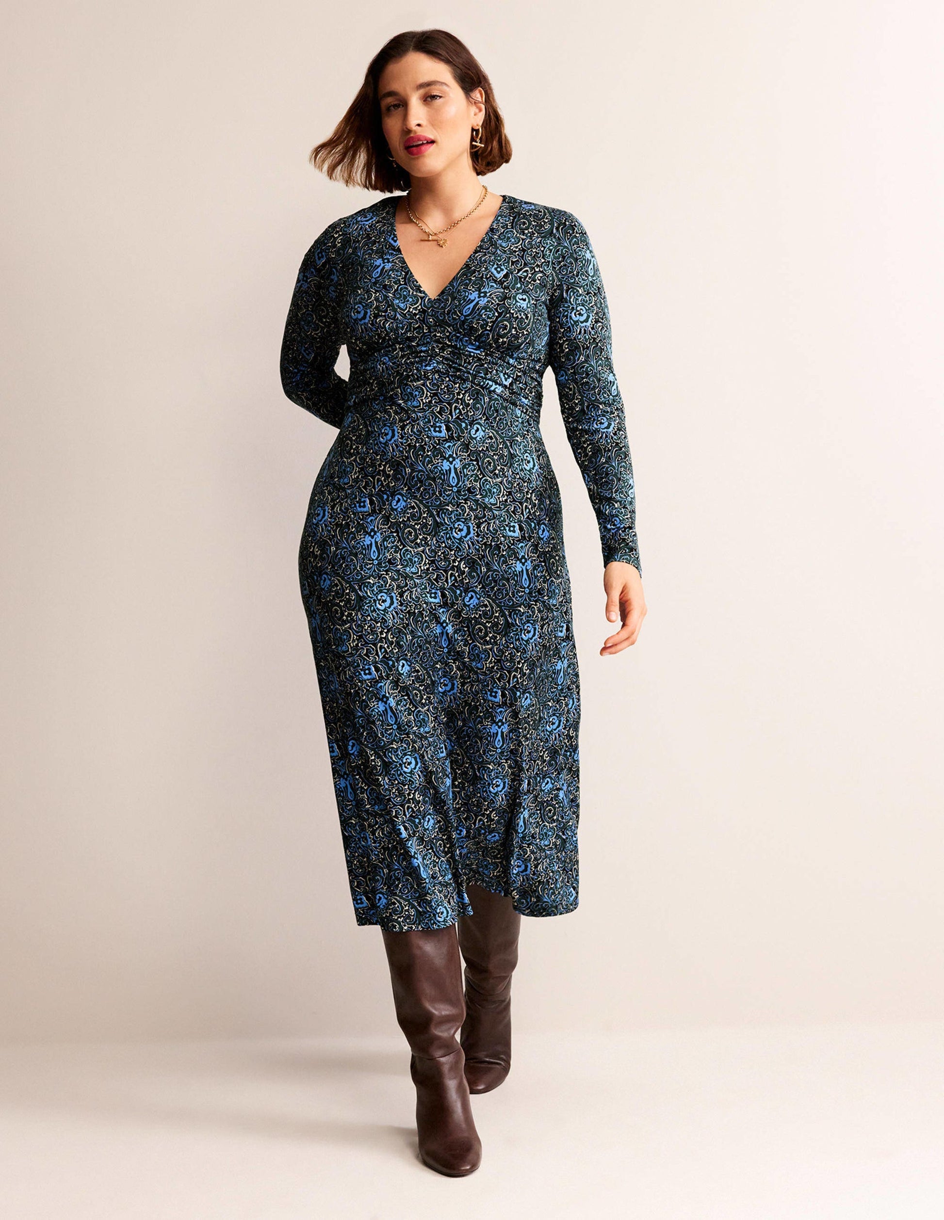 Elodie Empire Midi Dress-Emerald Night, Botanic Terrace-7