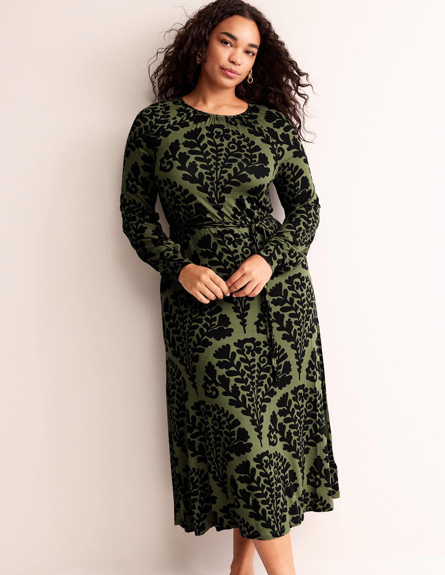 Placement Print Maxi Dress-Spruce, Blossomy