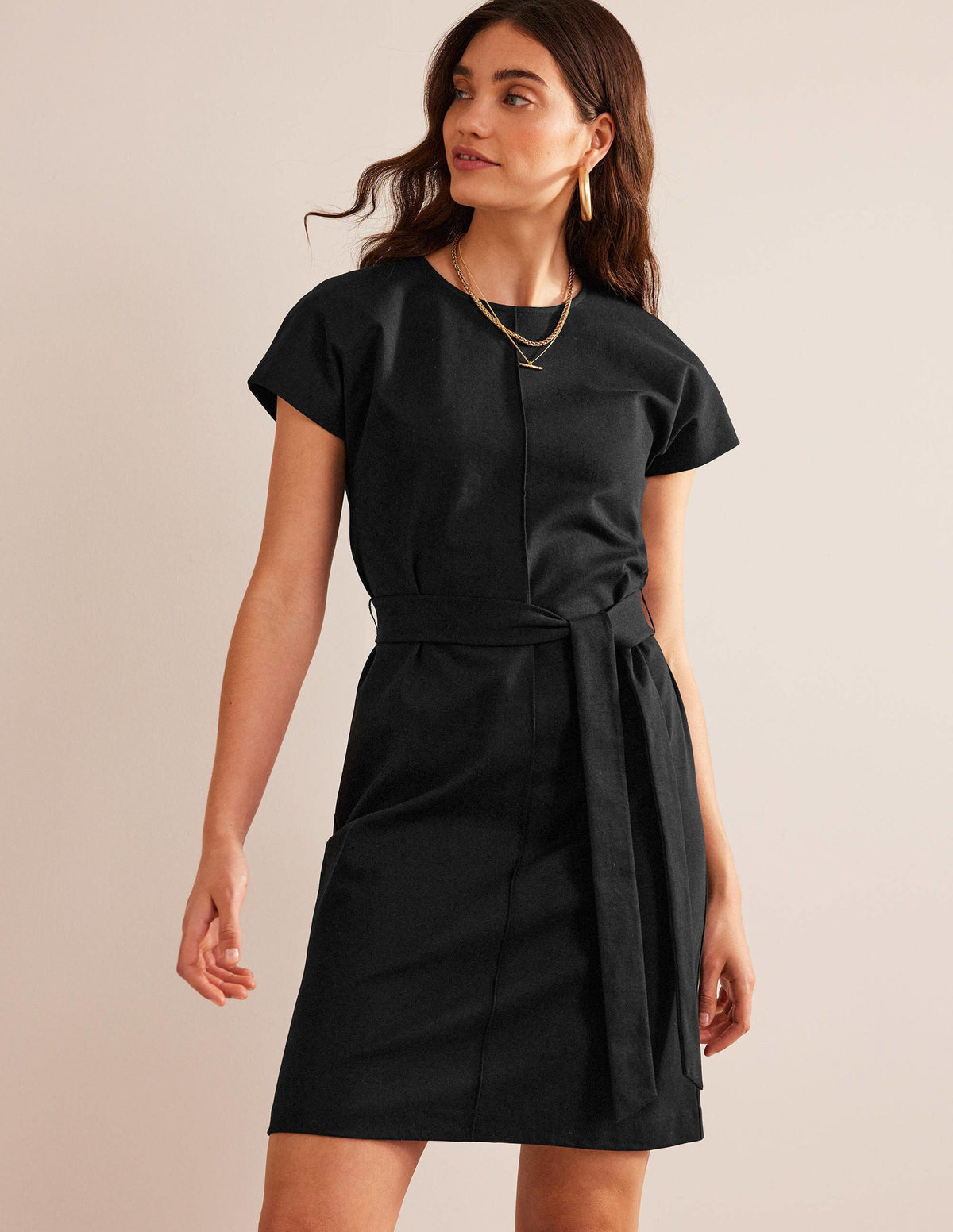 Tara Ponte T-Shirt Dress-Black-1