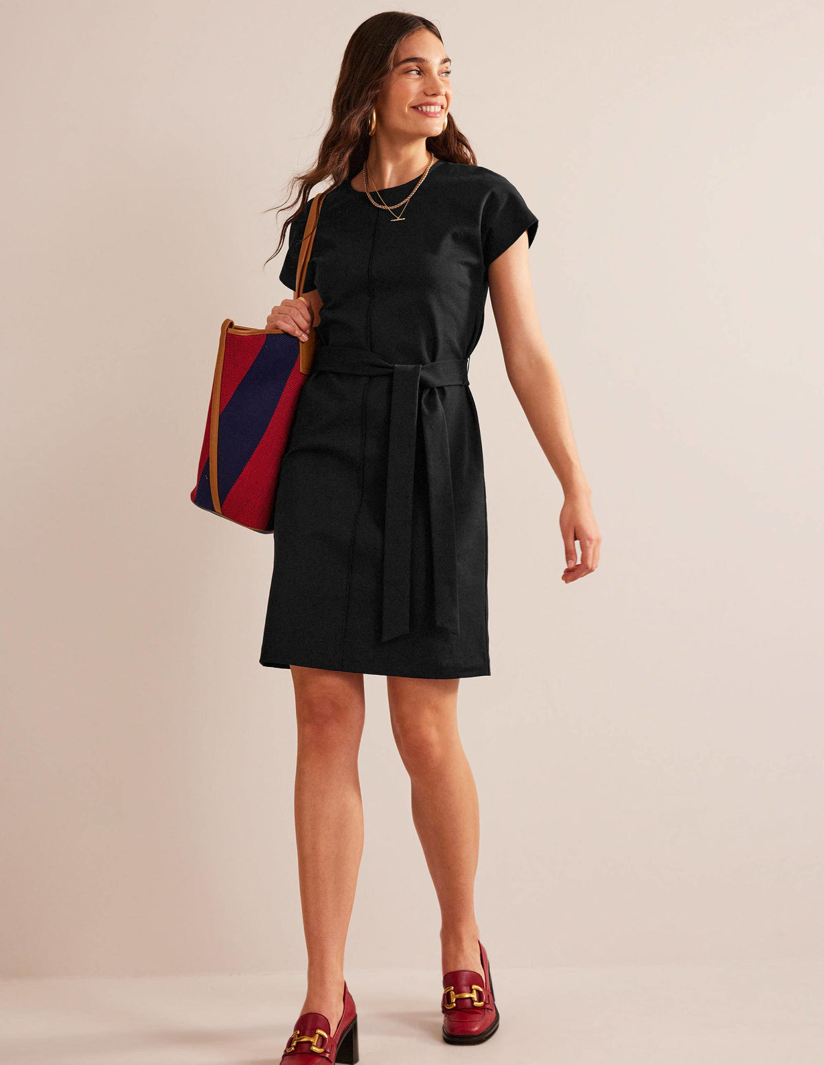 Tara Ponte T-Shirt Dress-Black-4