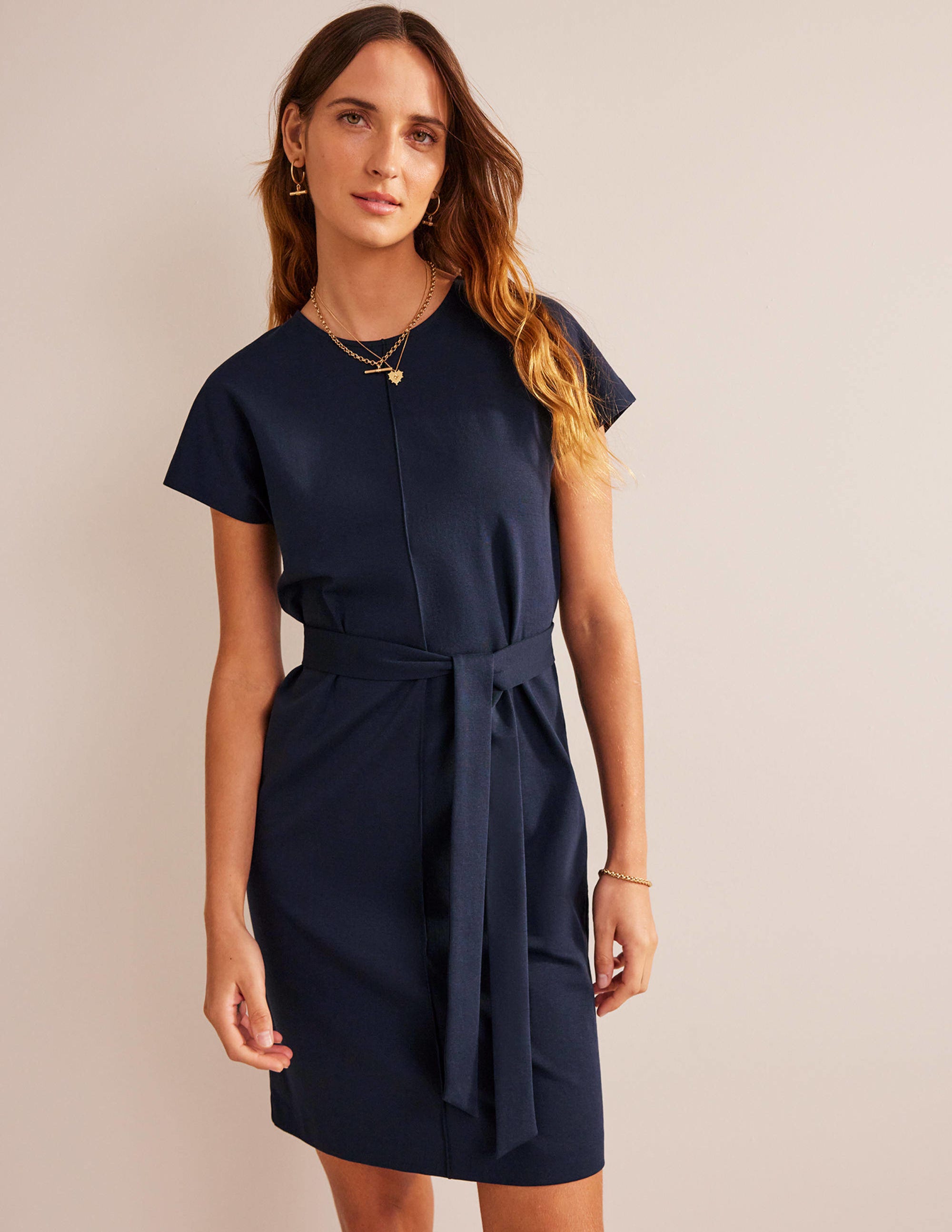 Tara Ponte T-Shirt Dress-Navy - Image 1