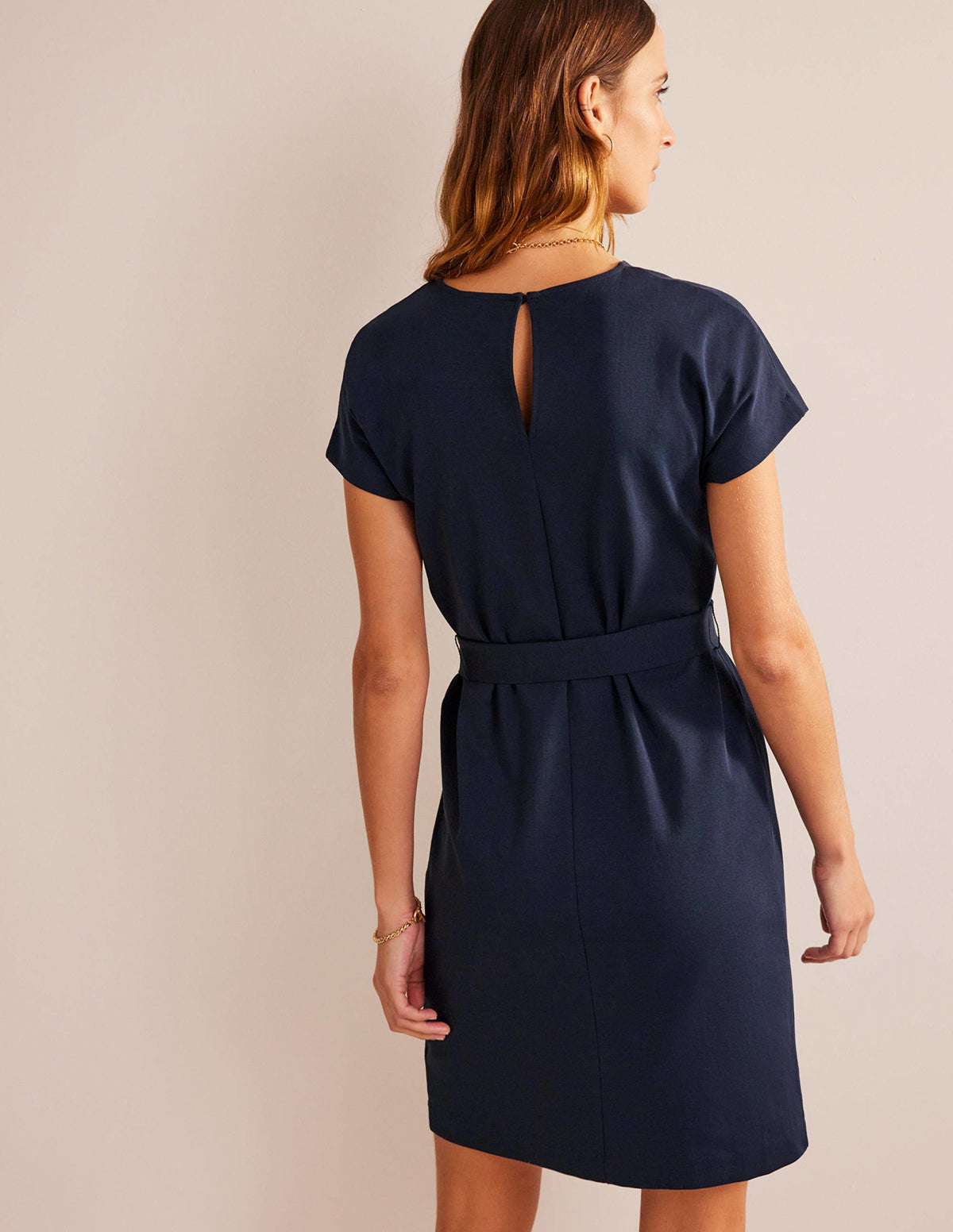Tara Ponte T-Shirt Dress-Navy-3