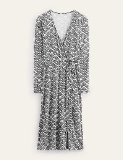 Nina Jersey Midi Dress-Black, Blossomy-5