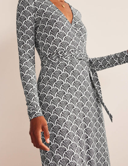 Nina Jersey Midi Dress-Black, Blossomy-2