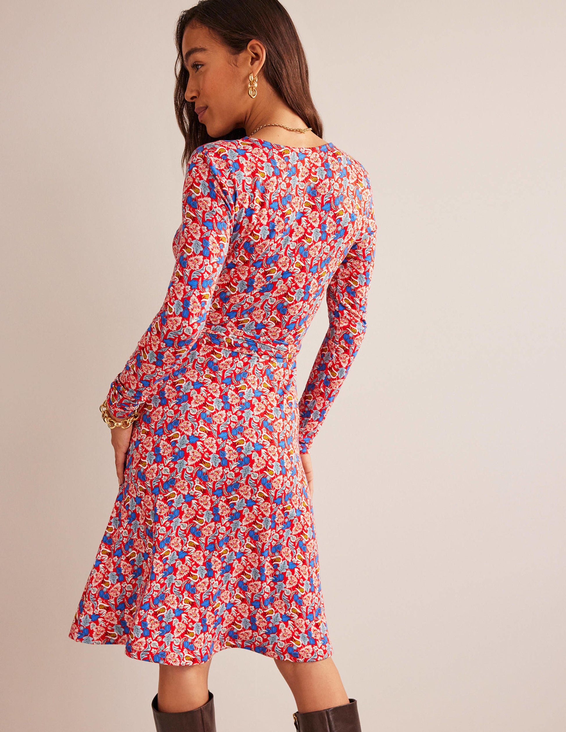 Nina Jersey Midi Dress-Hot Pepper, Tulip Bloom-3