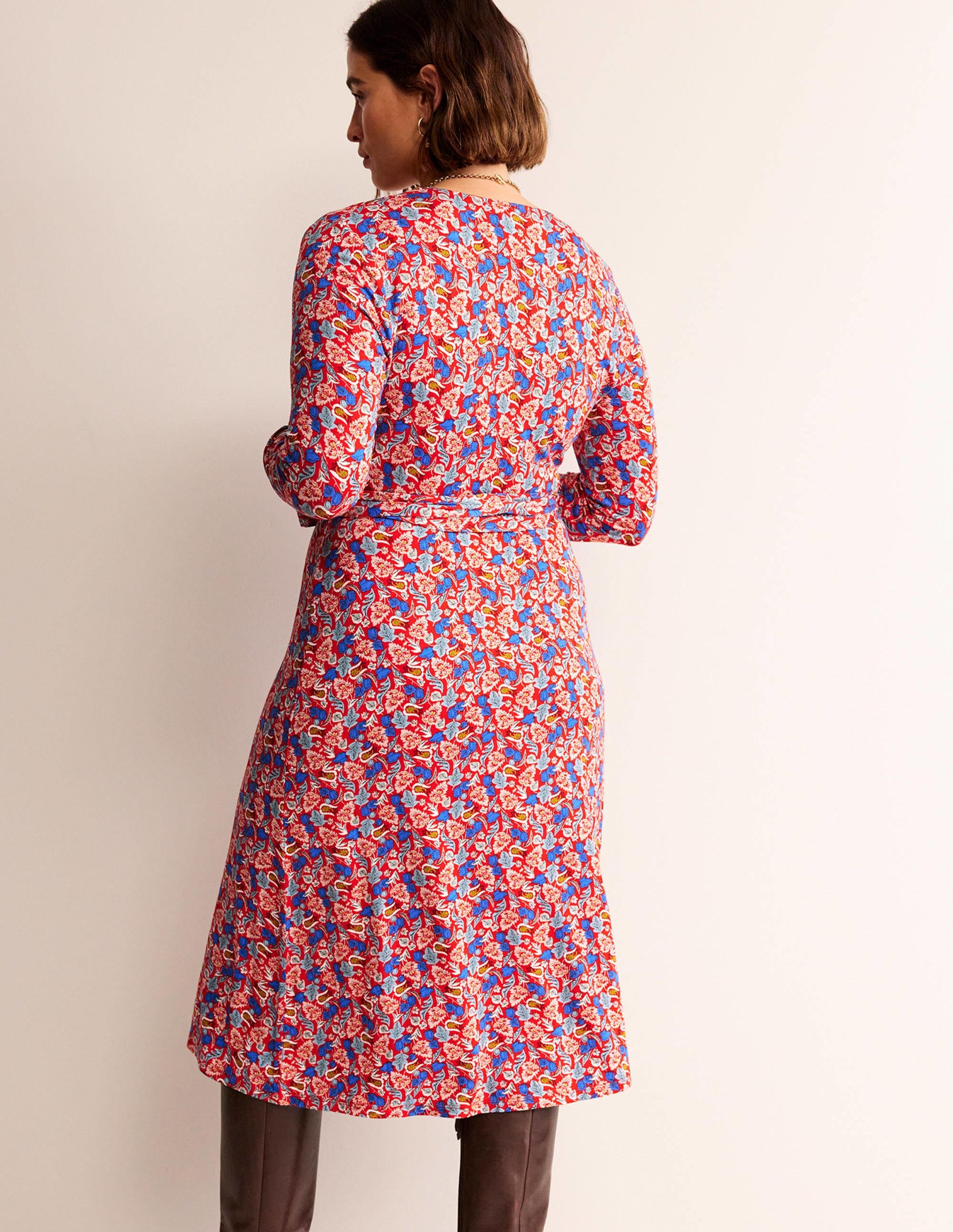 Nina Jersey Midi Dress-Hot Pepper, Tulip Bloom - Image 8