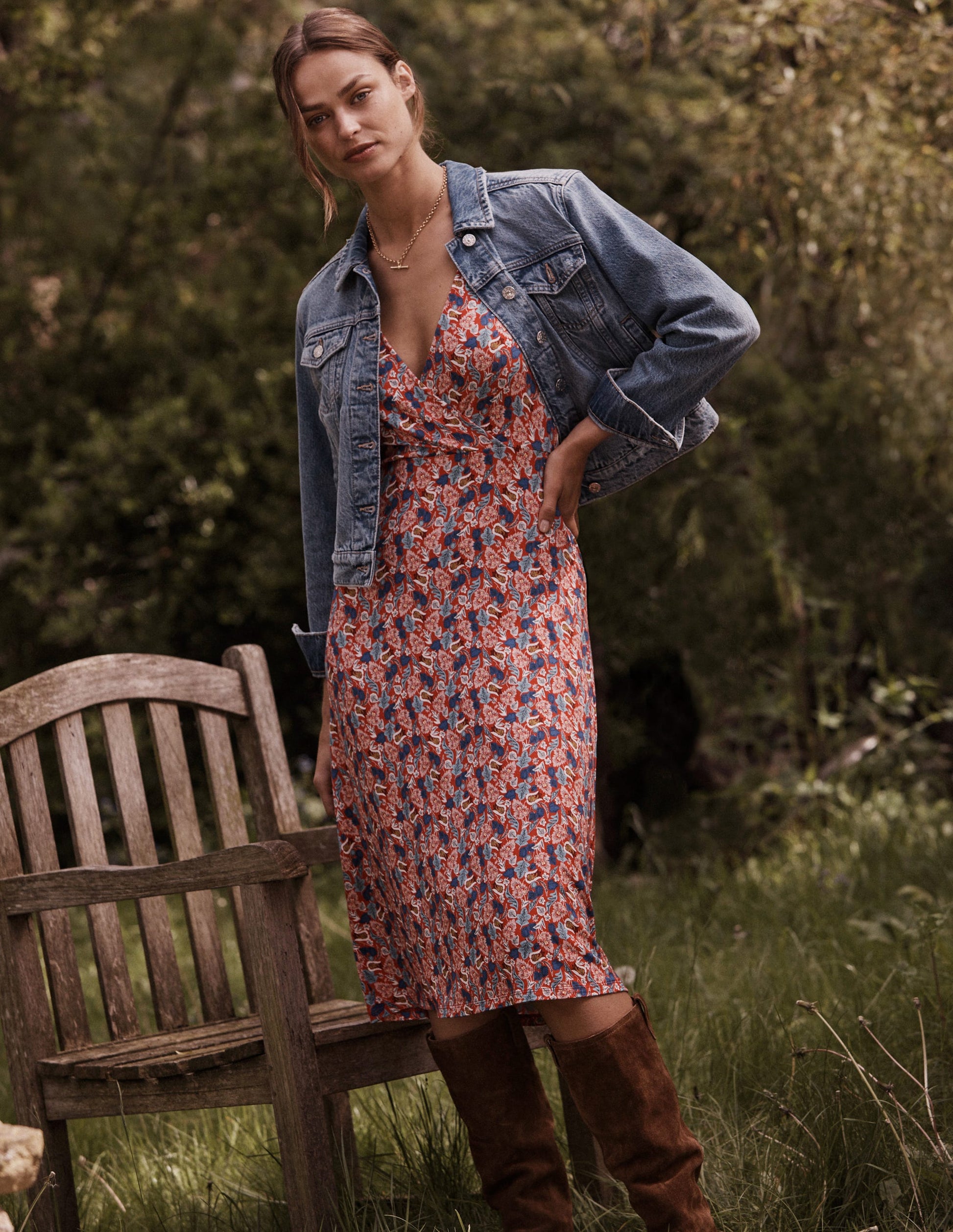 Nina Jersey Midi Dress-Hot Pepper, Tulip Bloom-9