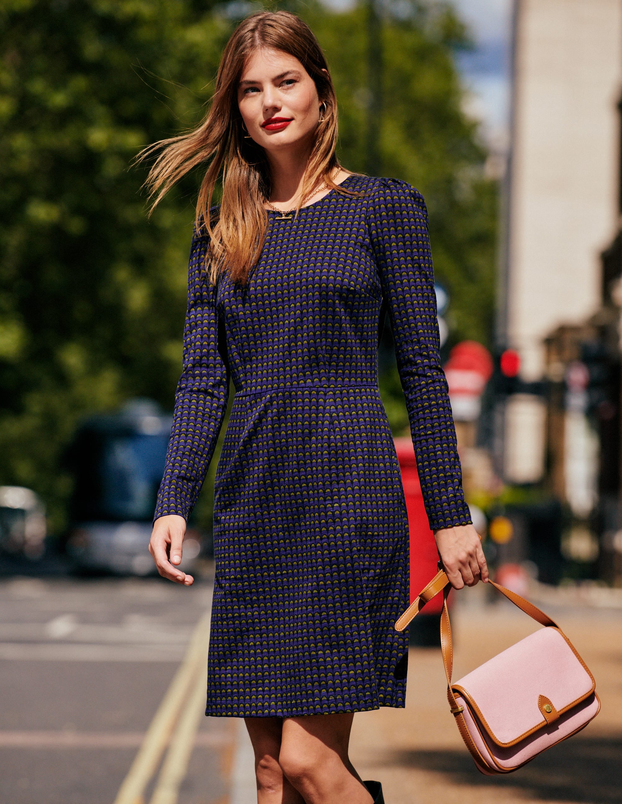 Penelope Jersey Dress-Sapphire Blue, Geo Charm - Image 7