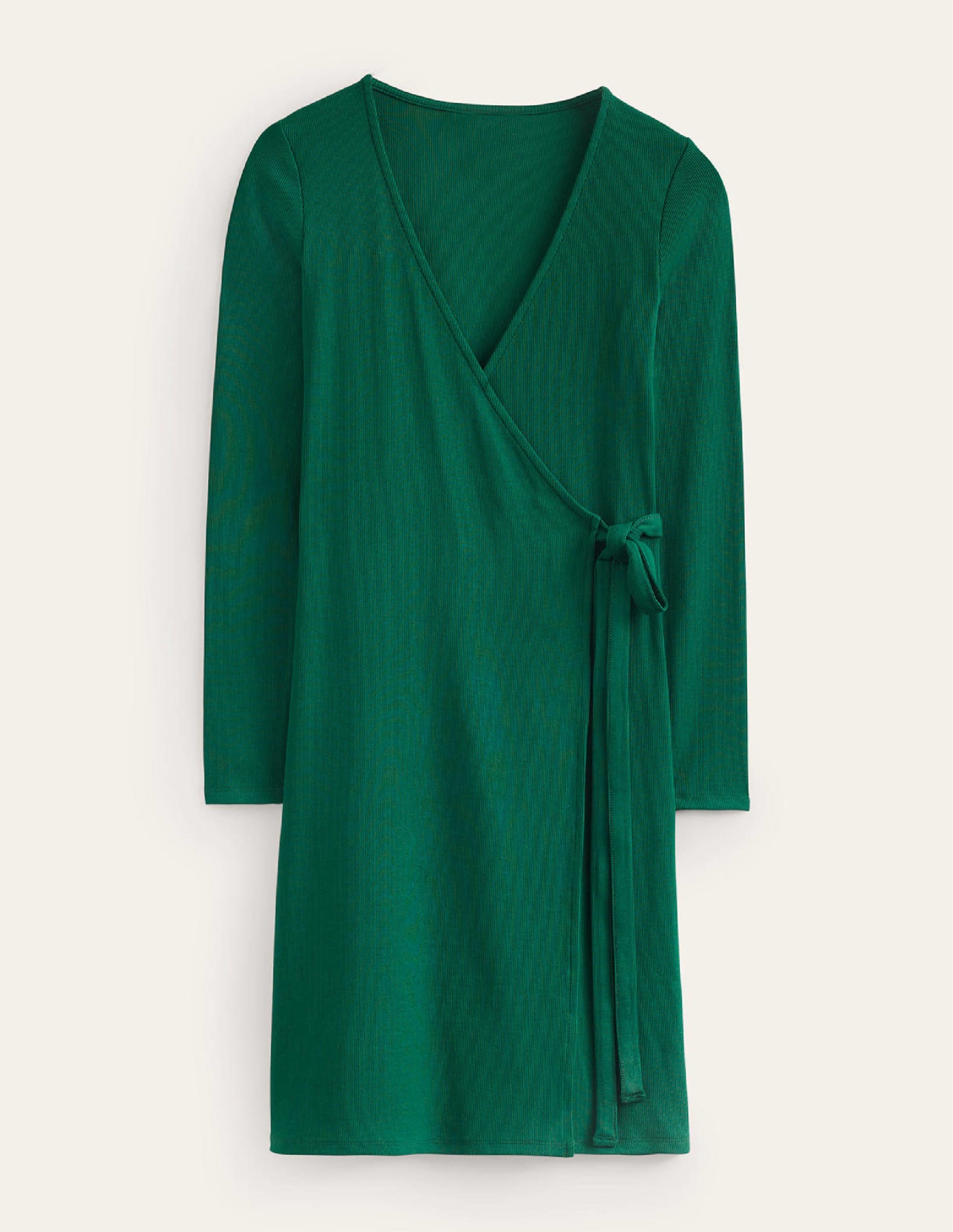 Ribbed-Jersey Wrap Dress-Emerald Night - Image 7