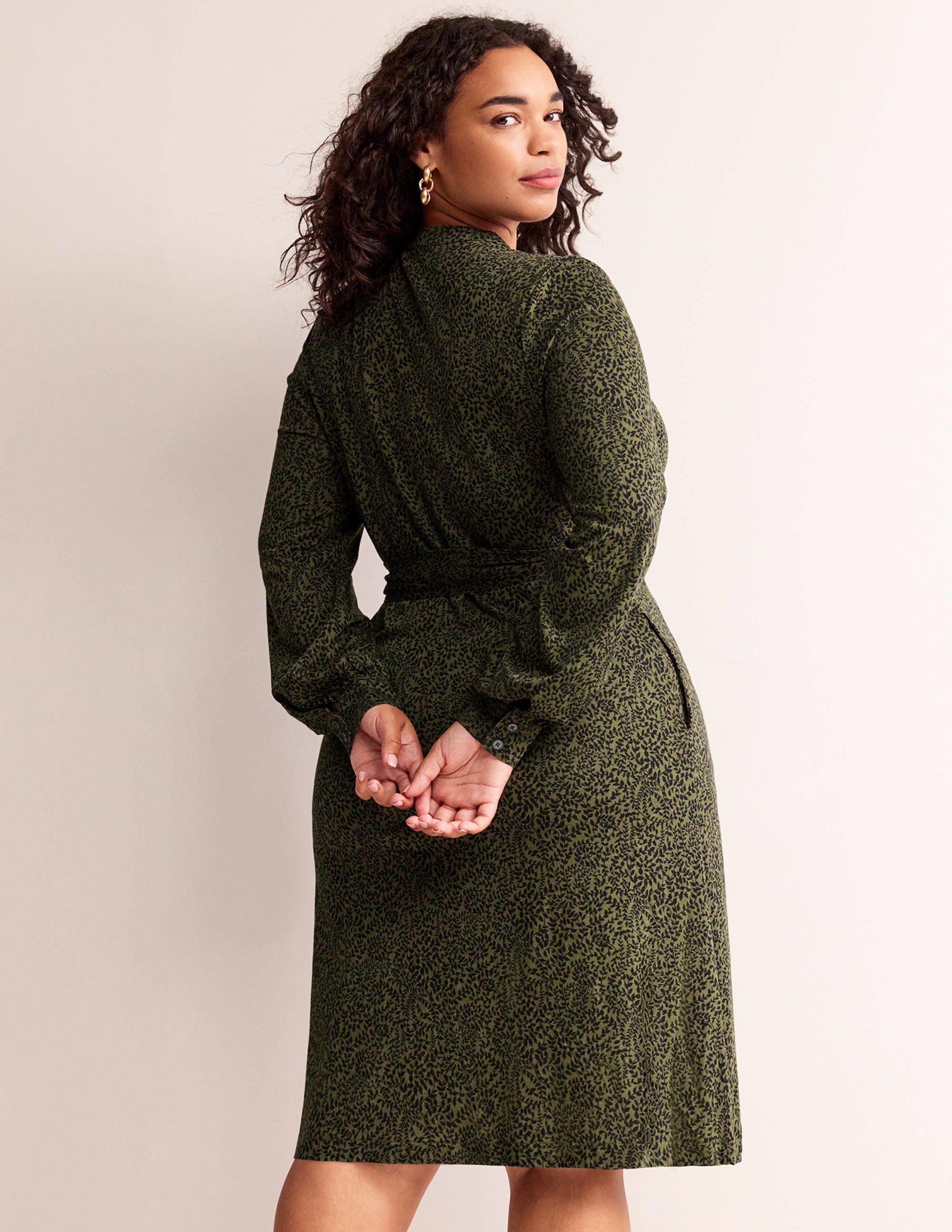 Julia Jersey Shirt Dress-Spruce, Pome Sprig - Image 6