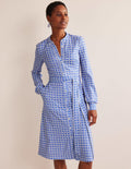 Julia Jersey Shirt Dress-Cyan, Block Cube