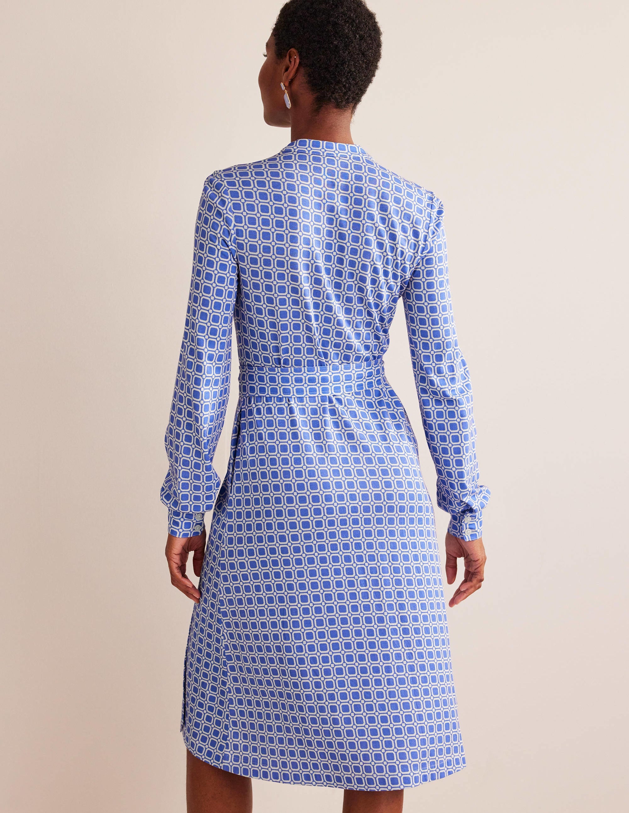 Julia Jersey Shirt Dress-Cyan, Block Cube - Image 3