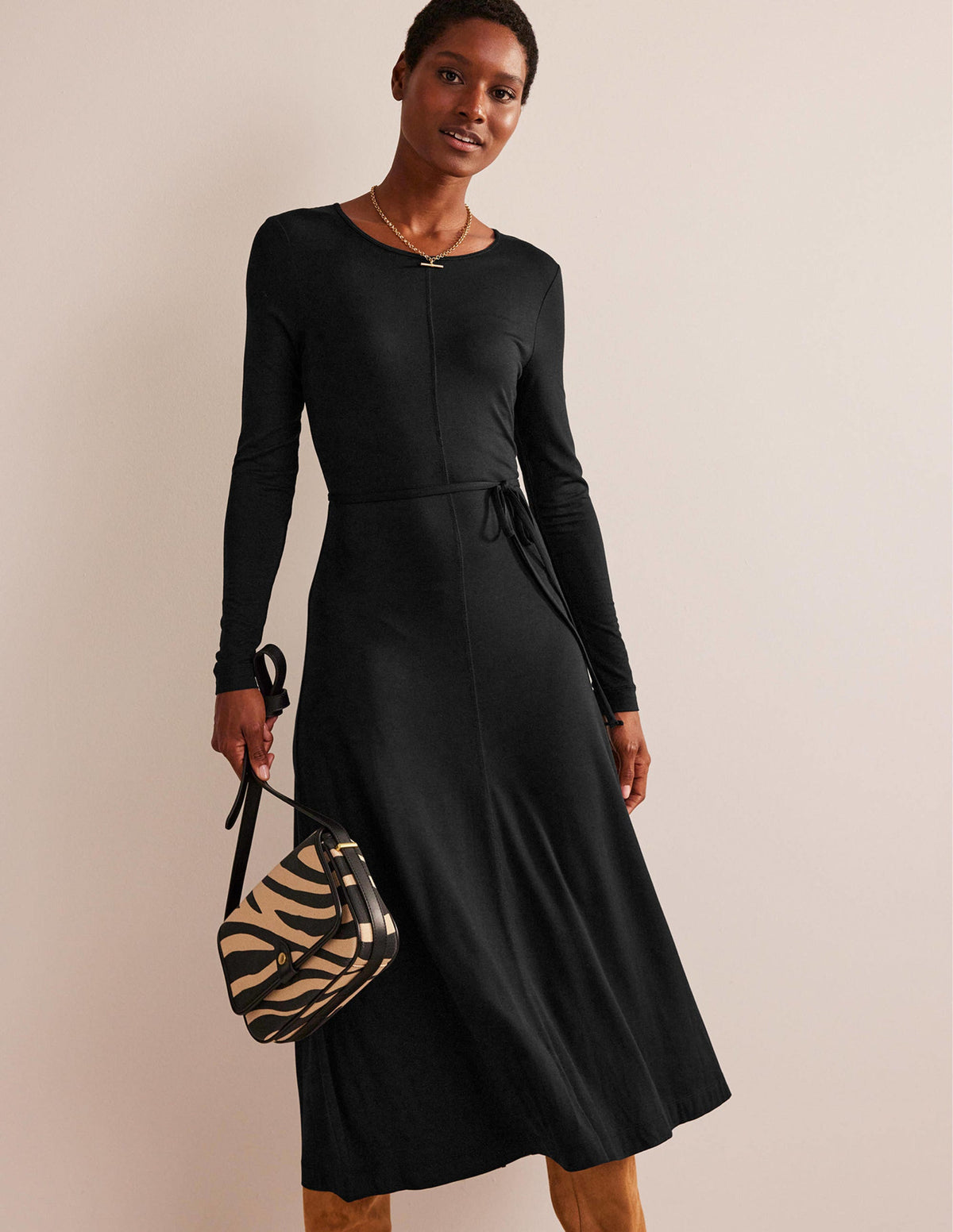 Lucy Jersey Midi Dress-Black - Image 1