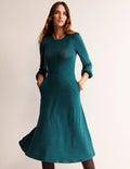 Camille Jersey Midi Dress-Emerald Night, Lily Sprig