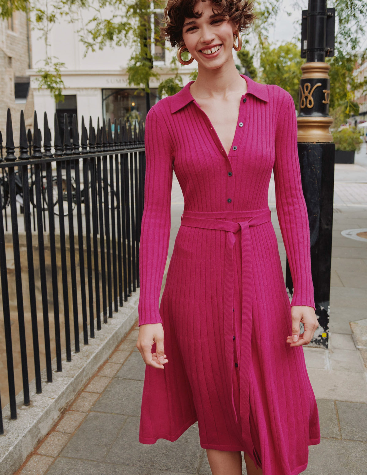 Rachel Knitted Shirt Dress-Vibrant Plum-5