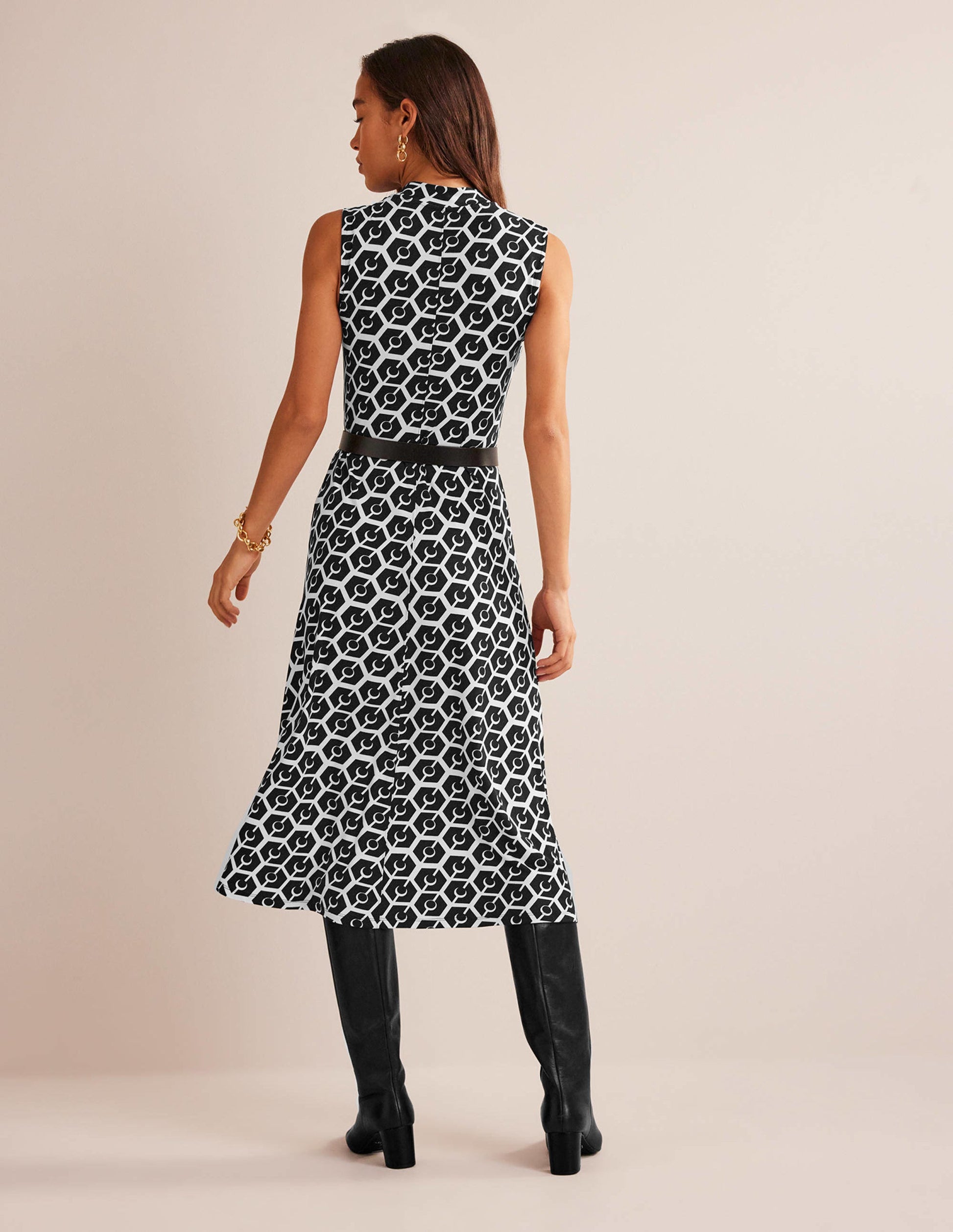 Sleeveless Jersey Midi Dress-Black, Reverie-3