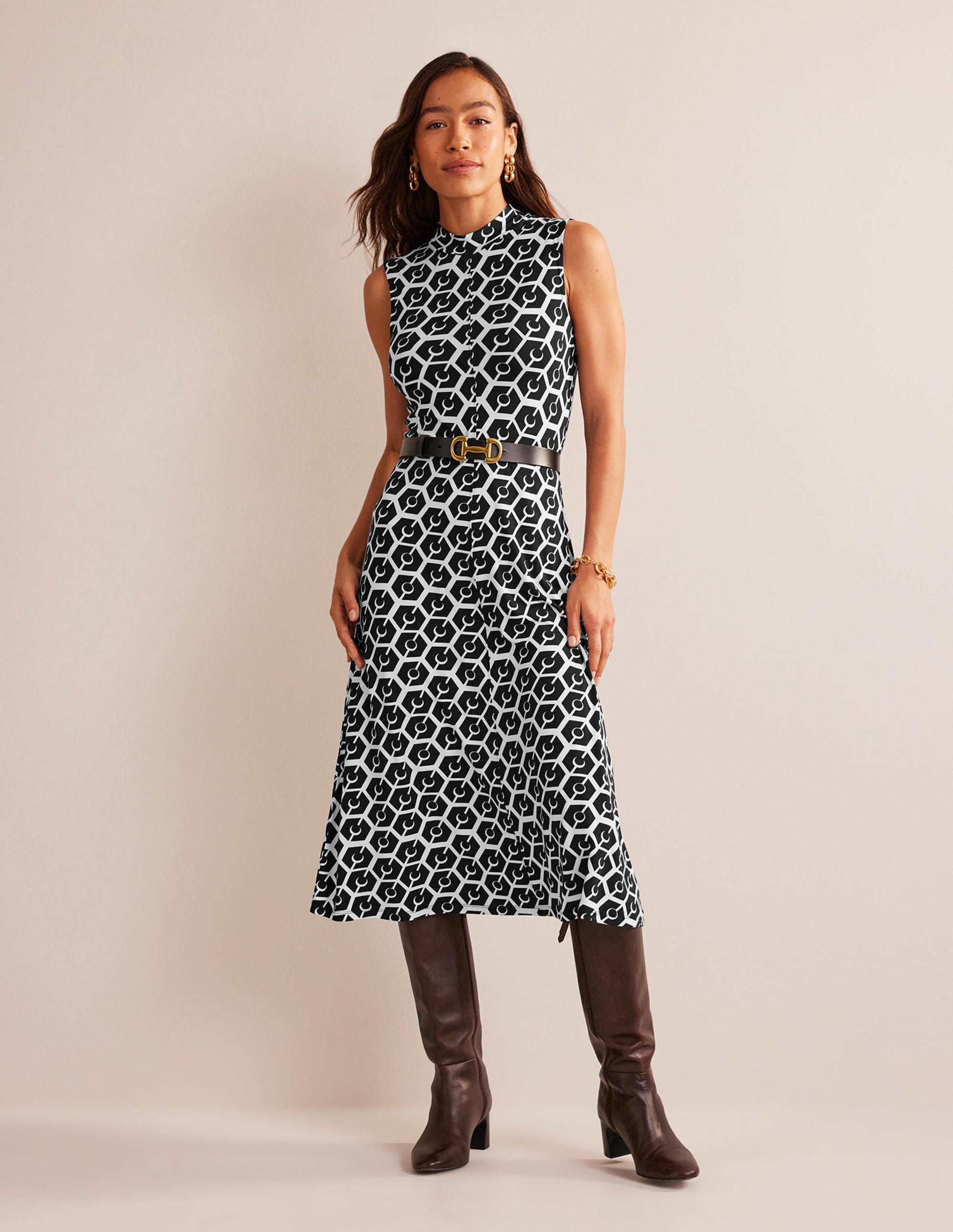 Sleeveless Jersey Midi Dress-Black, Reverie-6