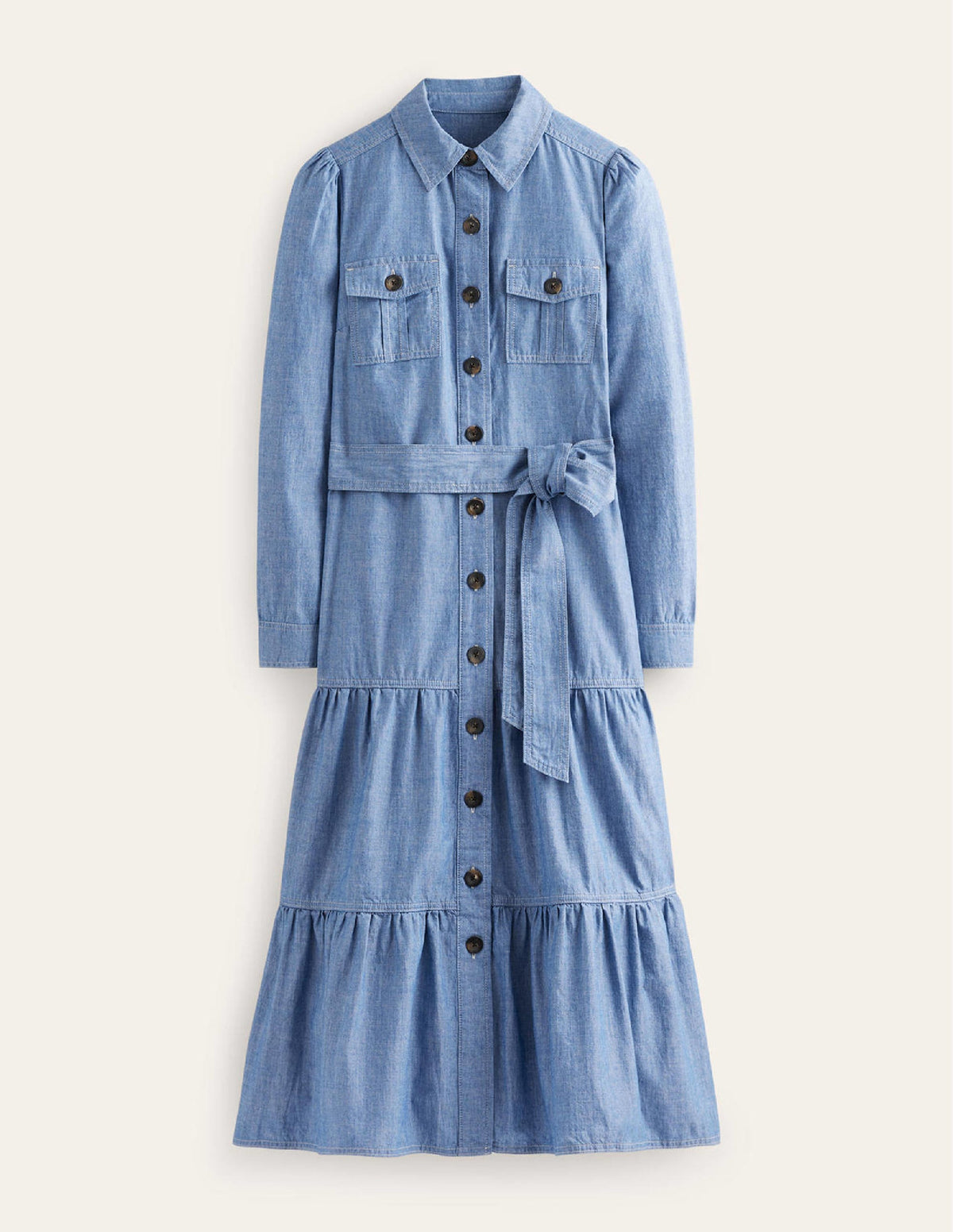 Lily Chambray Midi Shirt Dress-Chambray-5